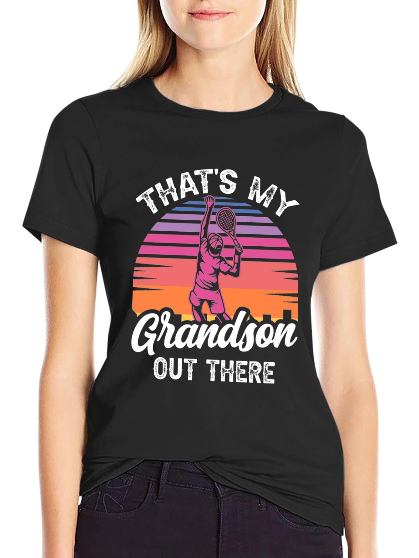 Black That's My Grandson Out There T-Shirt view 2