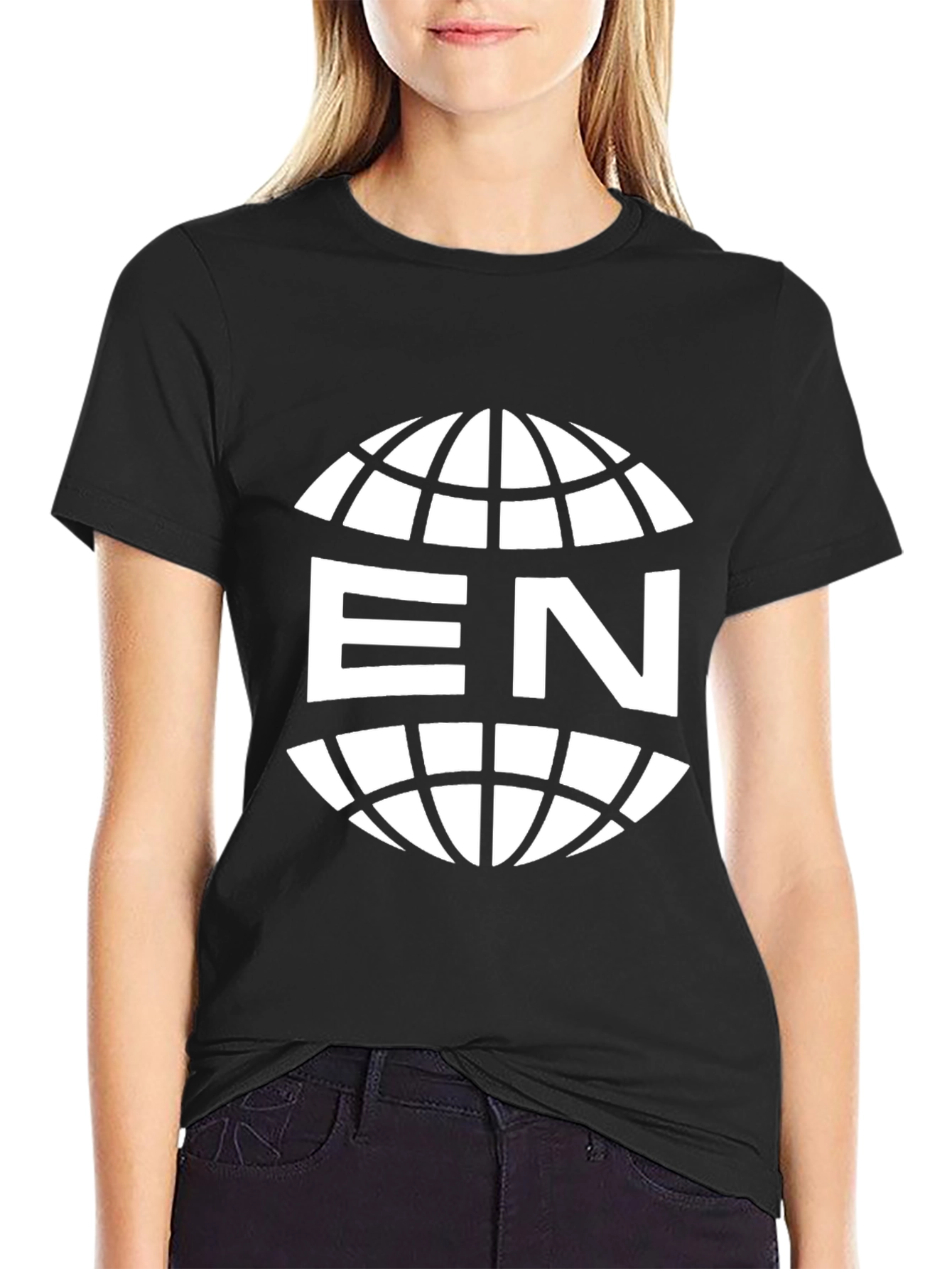 Black EN Globe Graphic Tee - Black view 2