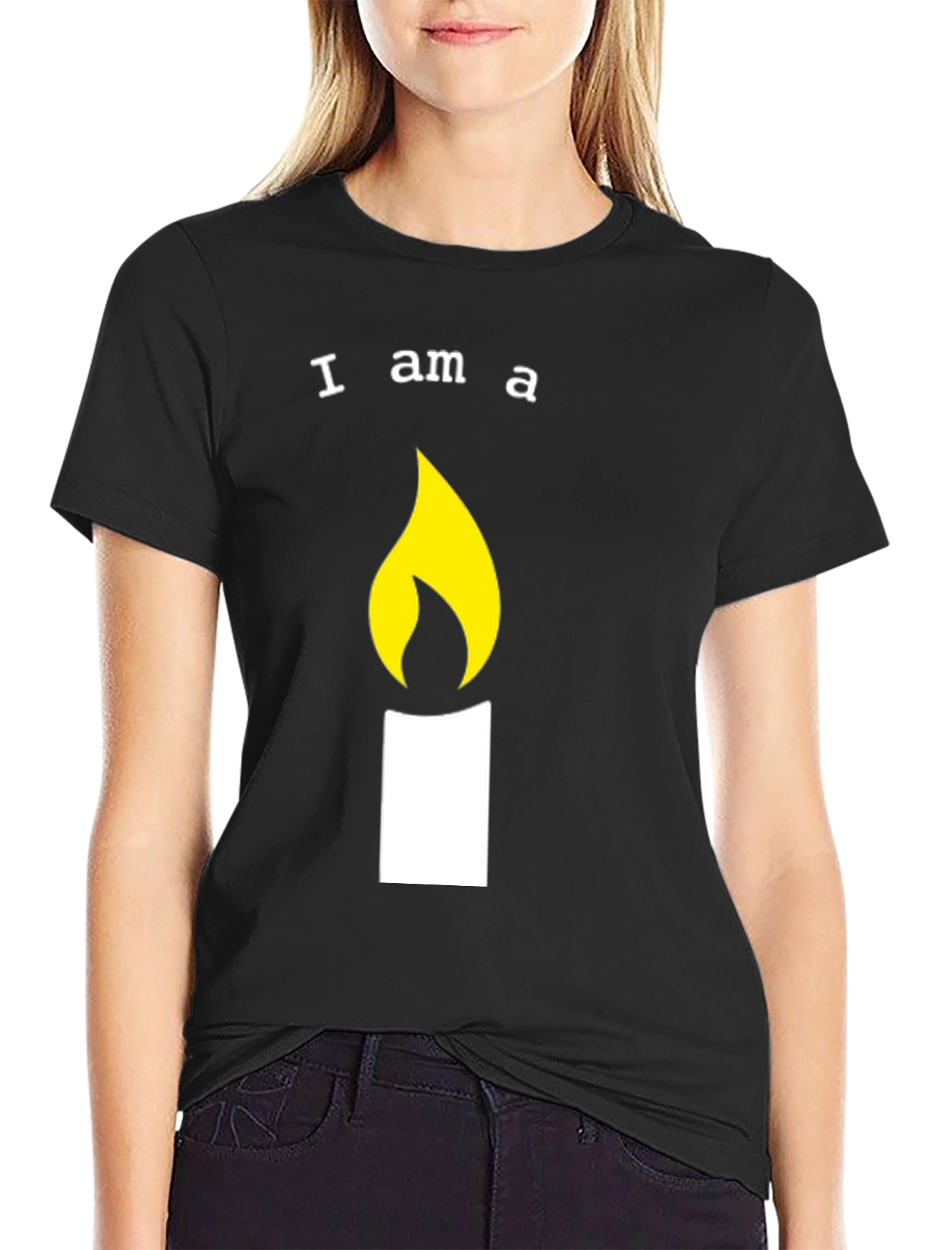 Black I am a Candle T-Shirt - Fun Graphic Tee view 2