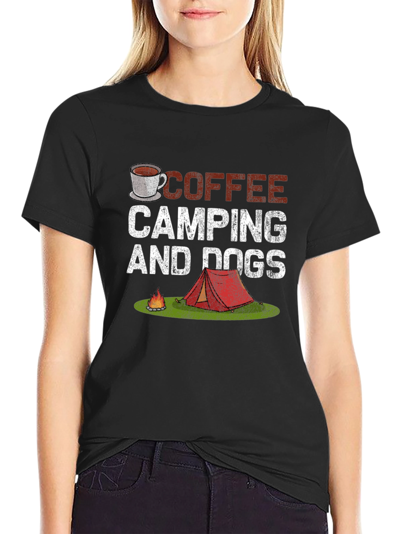 Black Coffee Camping Dogs T-Shirt - Outdoor Adventure Tee view 2