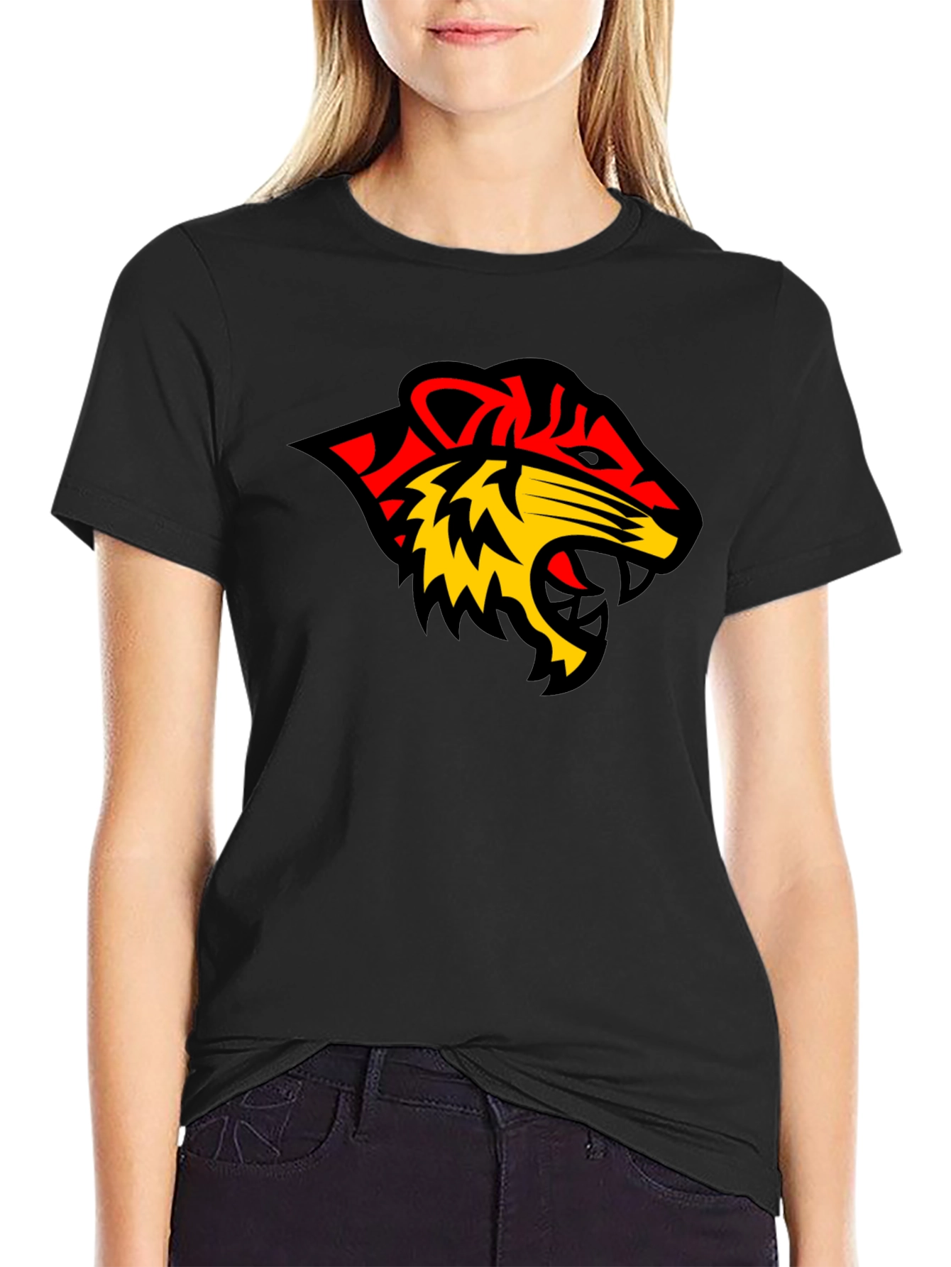 Black Black Tee with Bold Tiger Graphic view 2