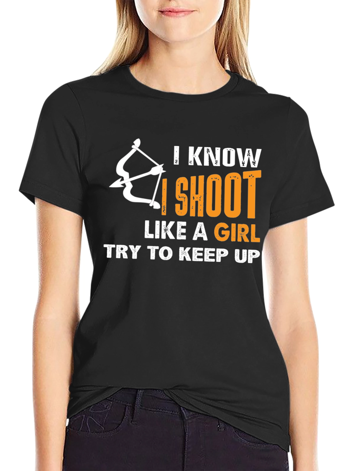 Black Archery Humor T-Shirt: I Shoot Like a Girl view 2