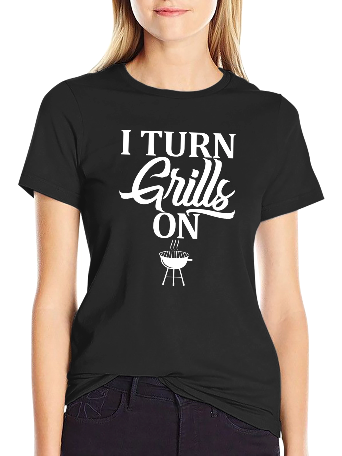 Black I Turn Grills On T-Shirt view 2