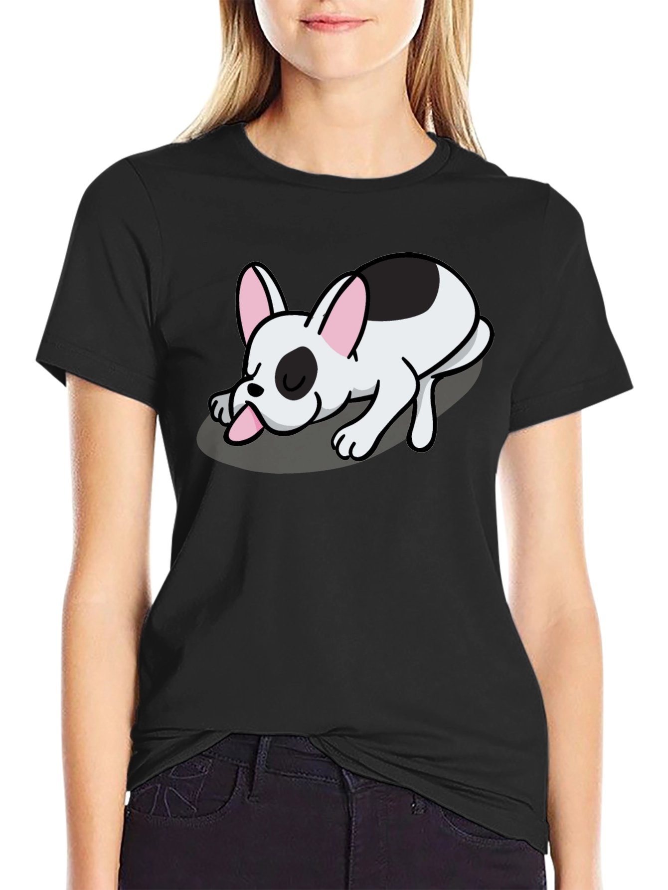 Sleeping Dog Graphic Tee - Black Cotton Blend - 2