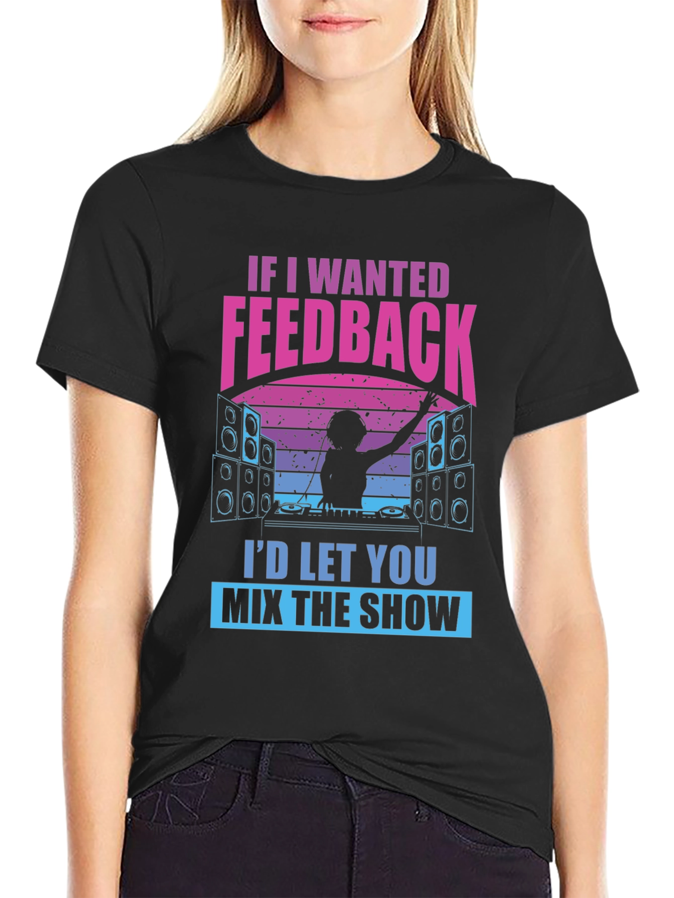 Black DJ Feedback Graphic Tee - Funny Music Mixer Shirt view 2