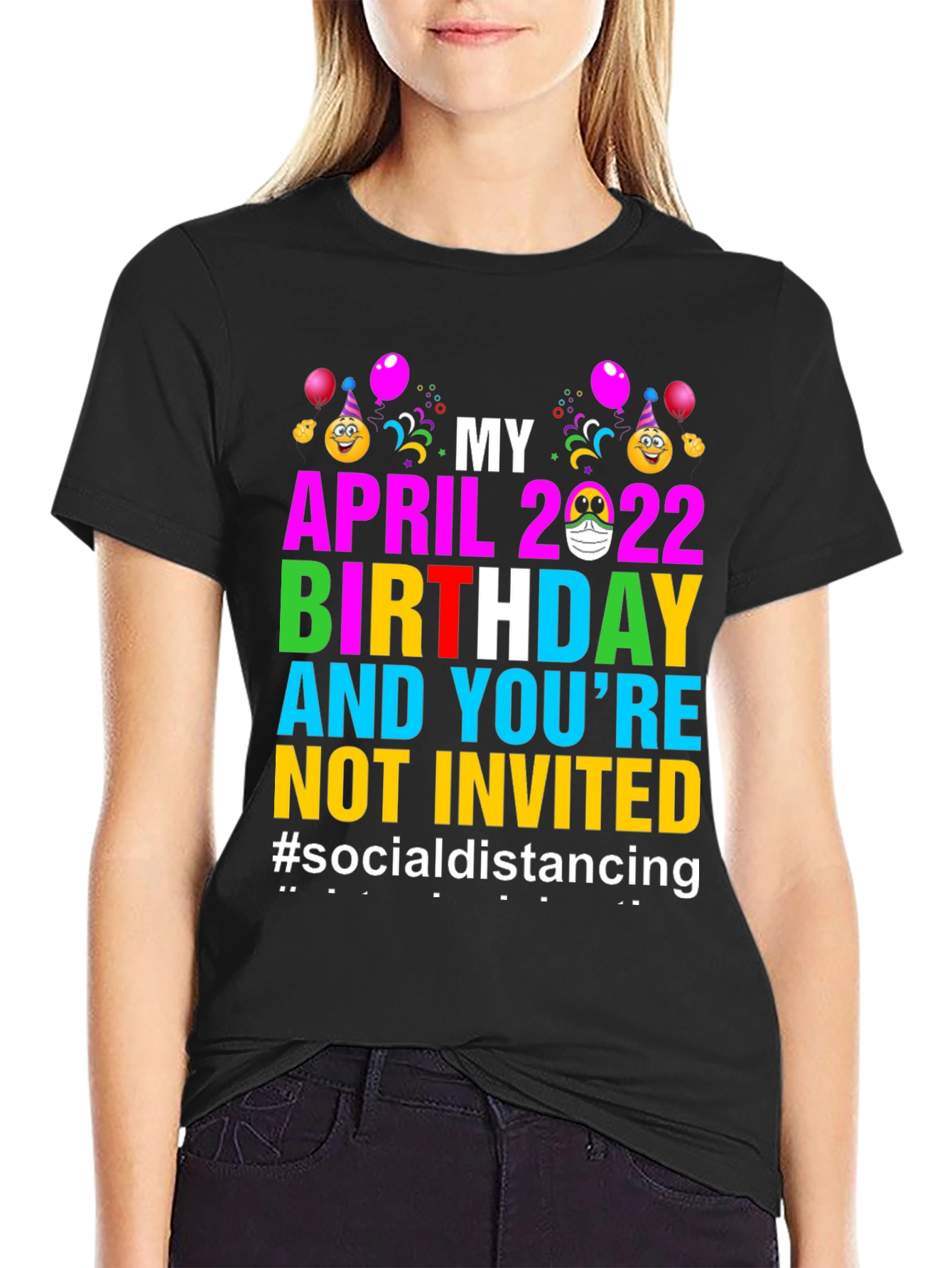 Black Funny Social Distancing Birthday T-Shirt view 2
