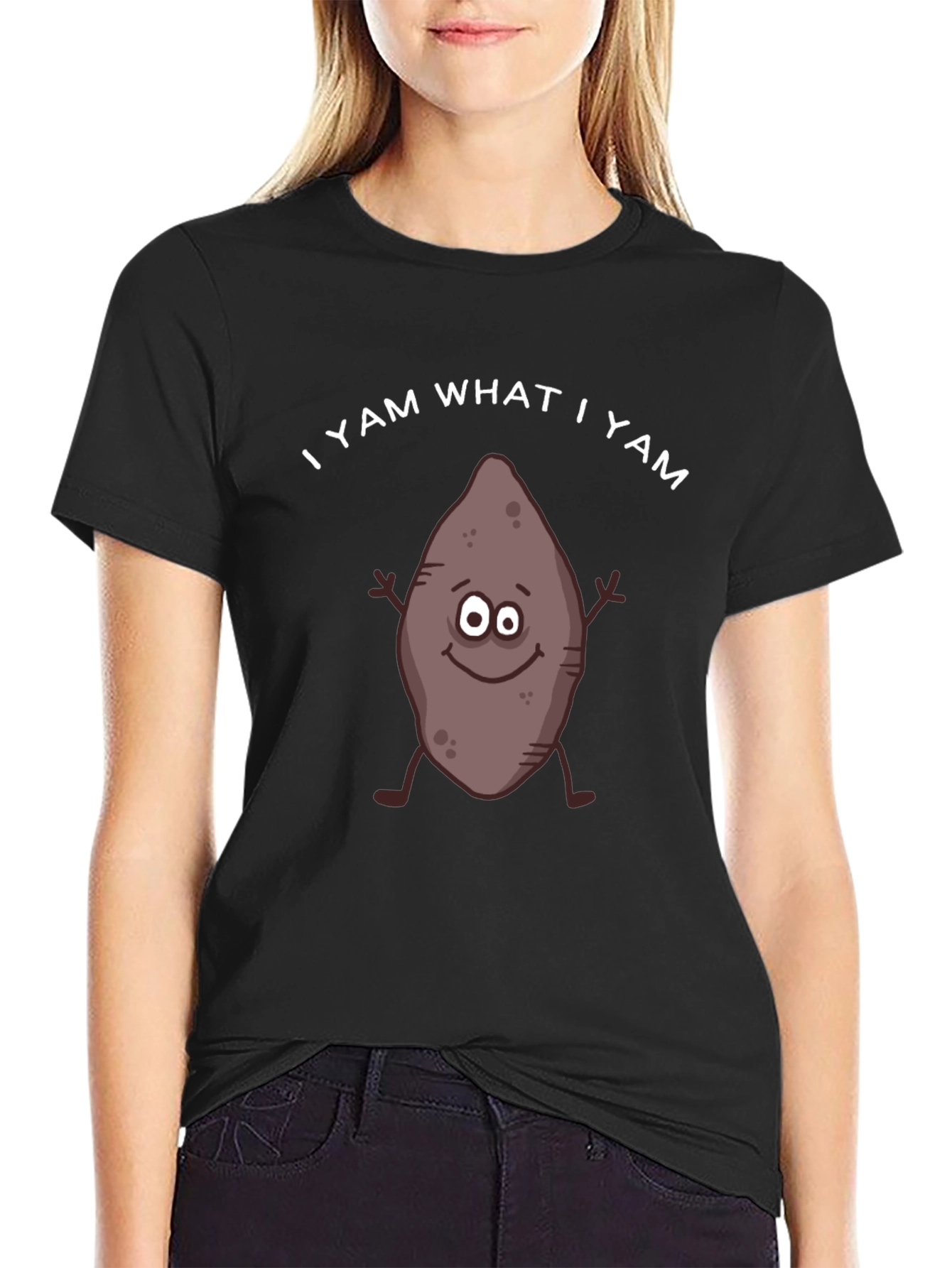 Black I Yam What I Yam Funny T-Shirt view 2
