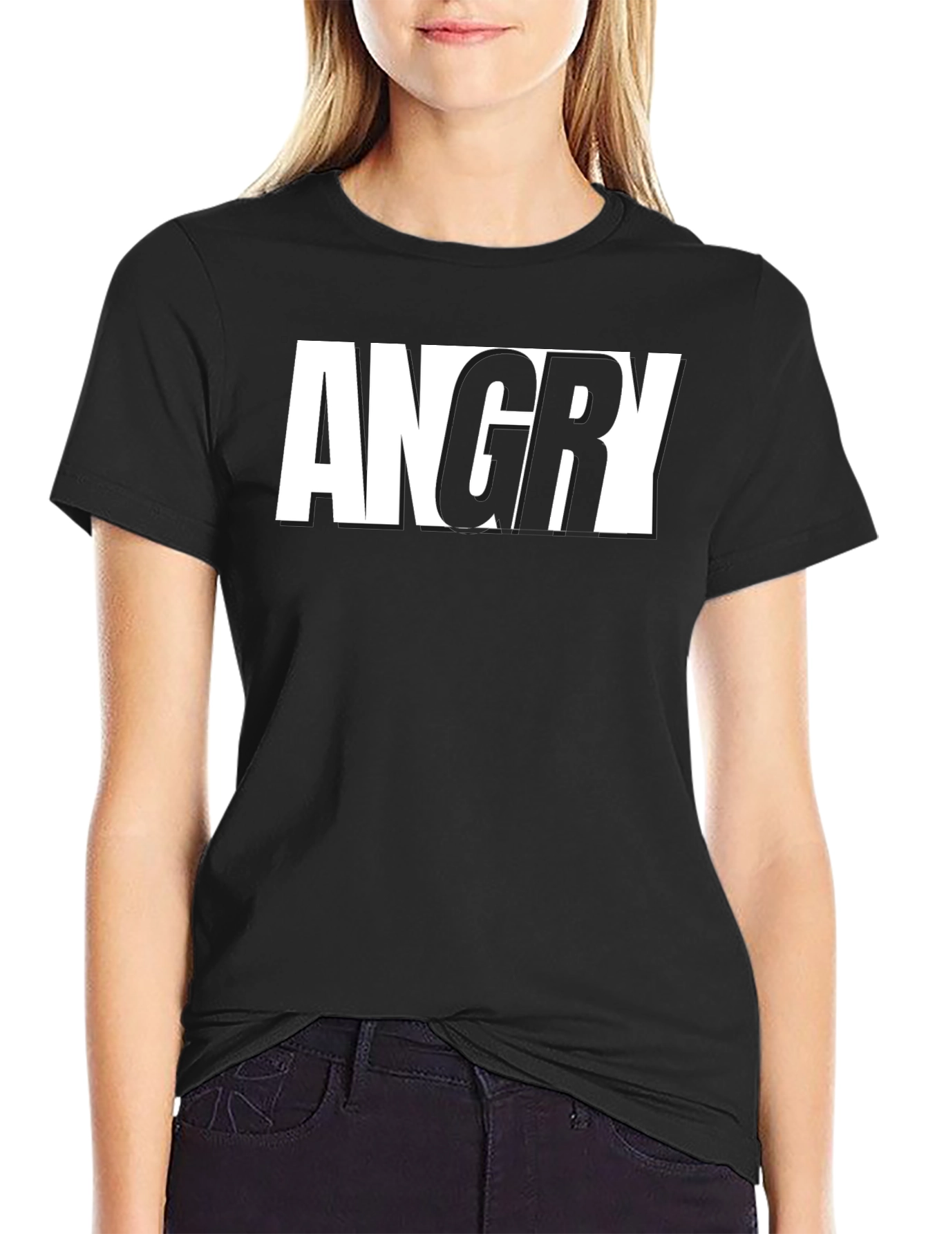 Black Angry Graphic T-Shirt - Bold Statement Tee view 2