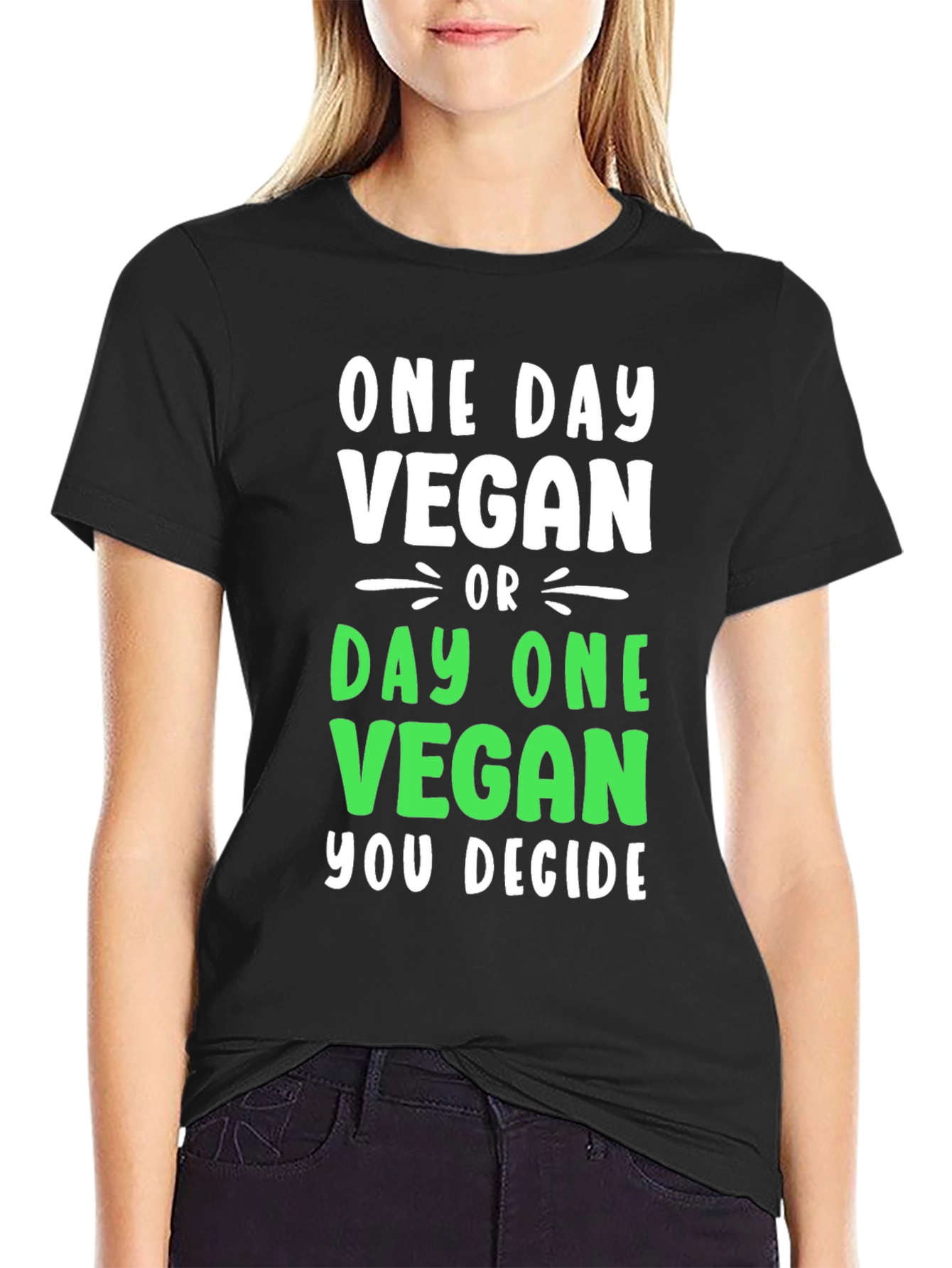Black One Day Vegan T-Shirt - Decide Today! view 2