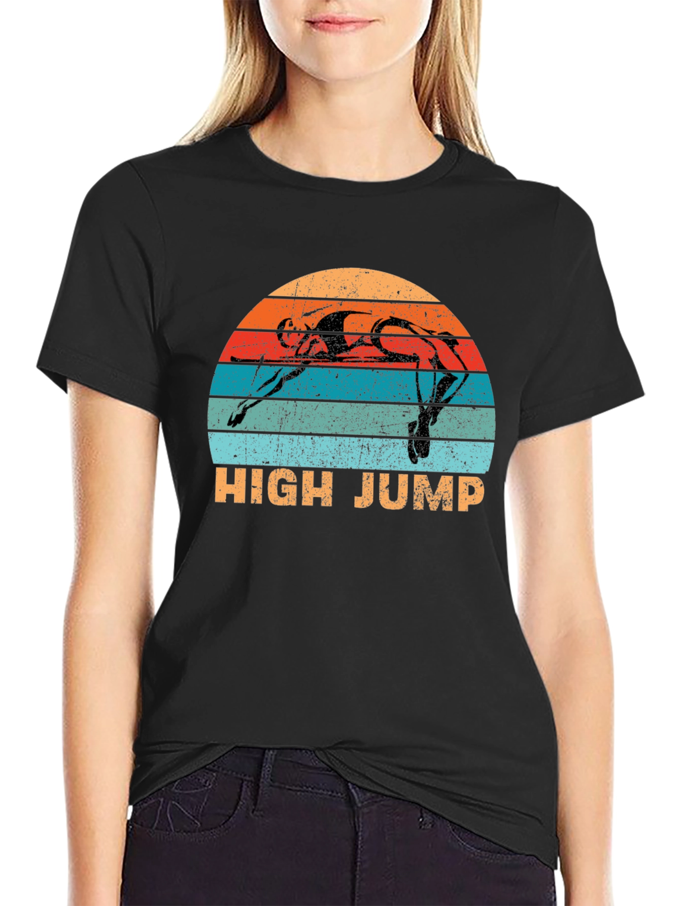 Black High Jump Retro Sunset Graphic Tee - Sport Shirt view 2