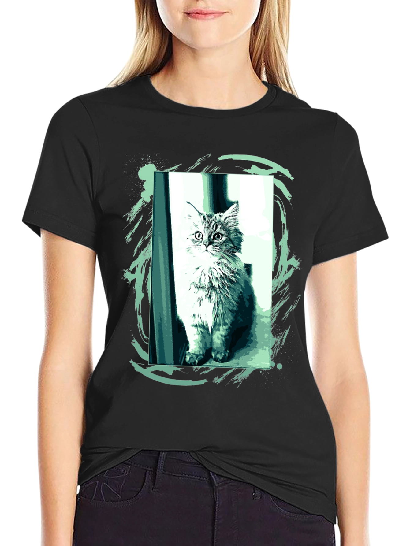 Black Cat Graphic T-Shirt - Unique Style view 2