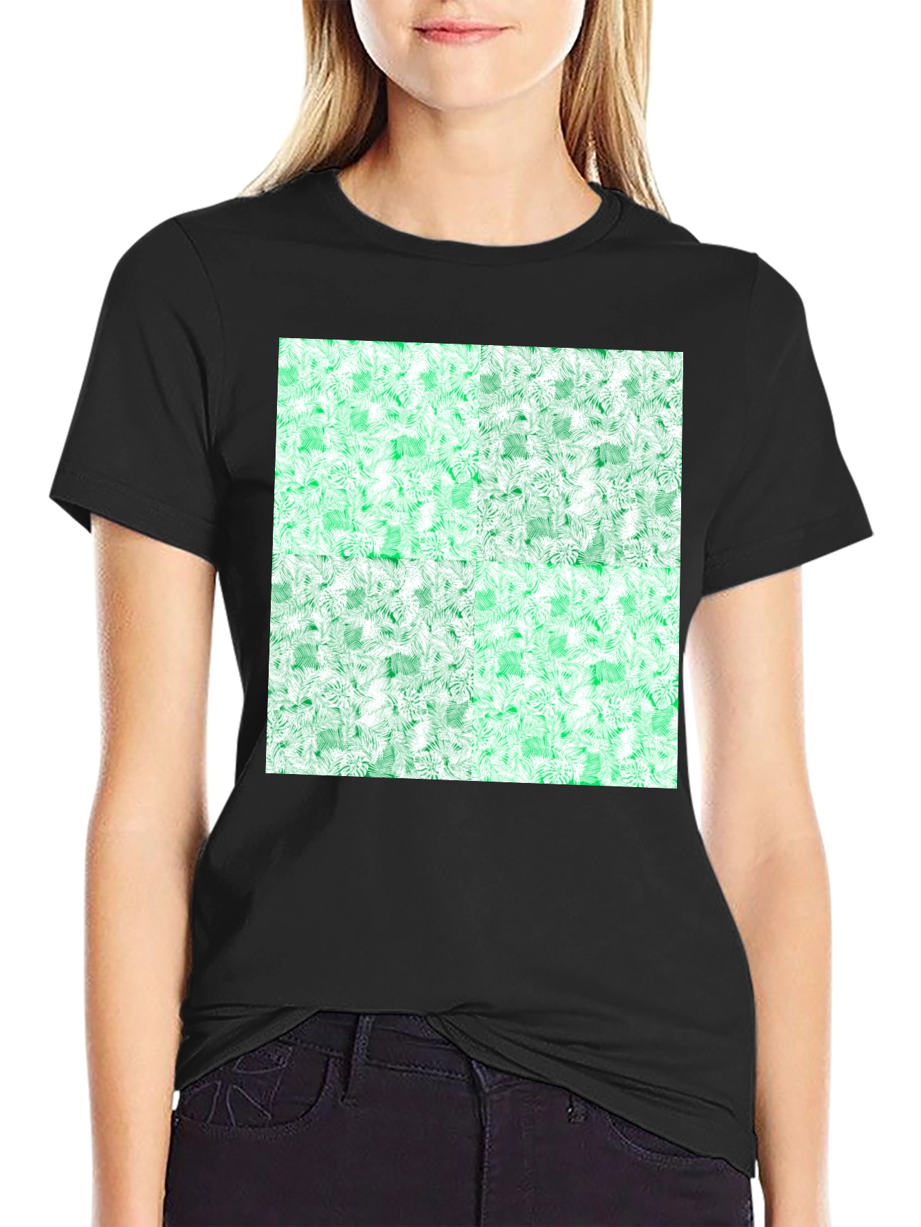 Black Emerald Fractal Pattern T-Shirt view 2