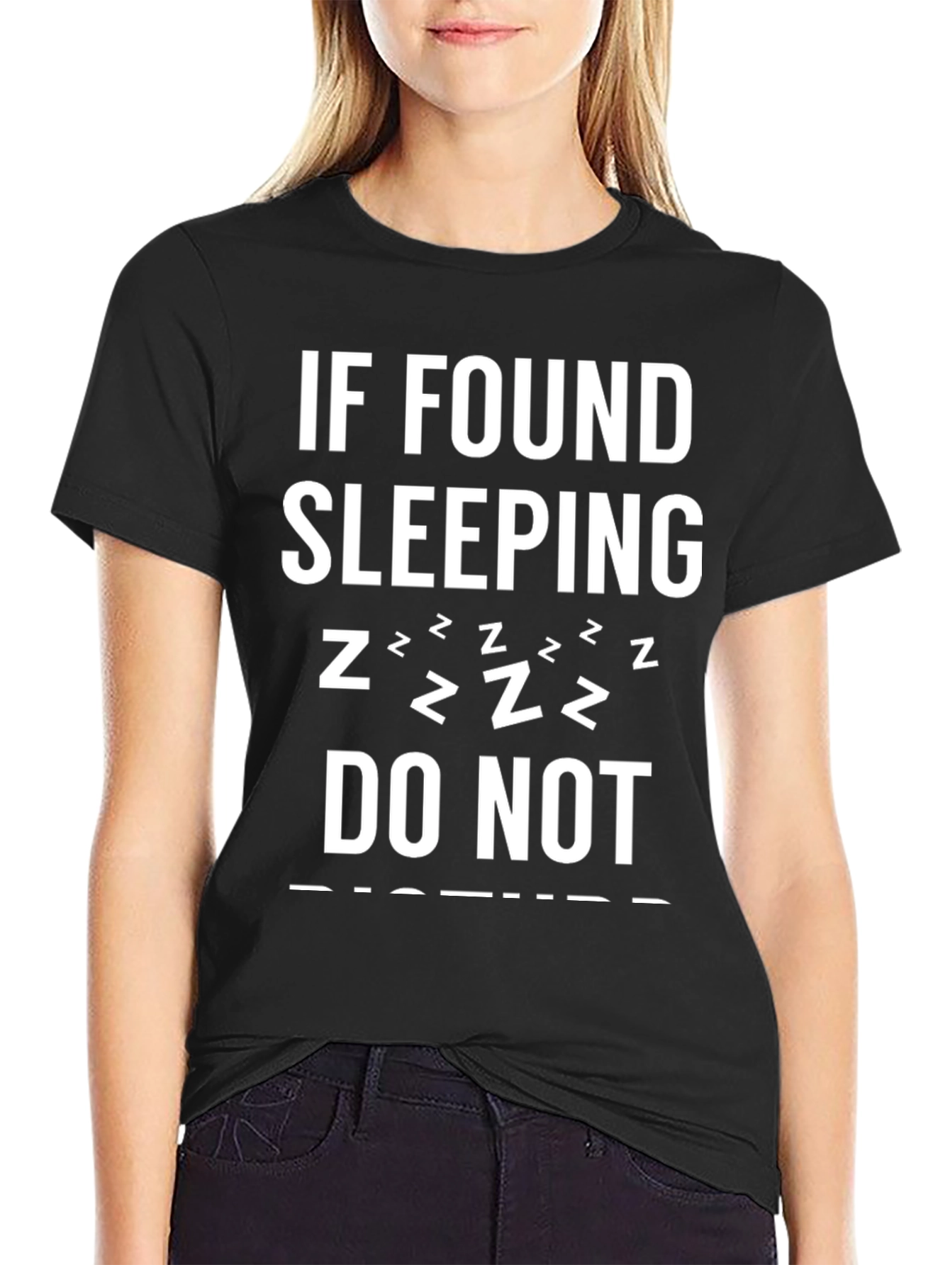 Black Funny Sleeping T-Shirt - Do Not Disturb! view 2
