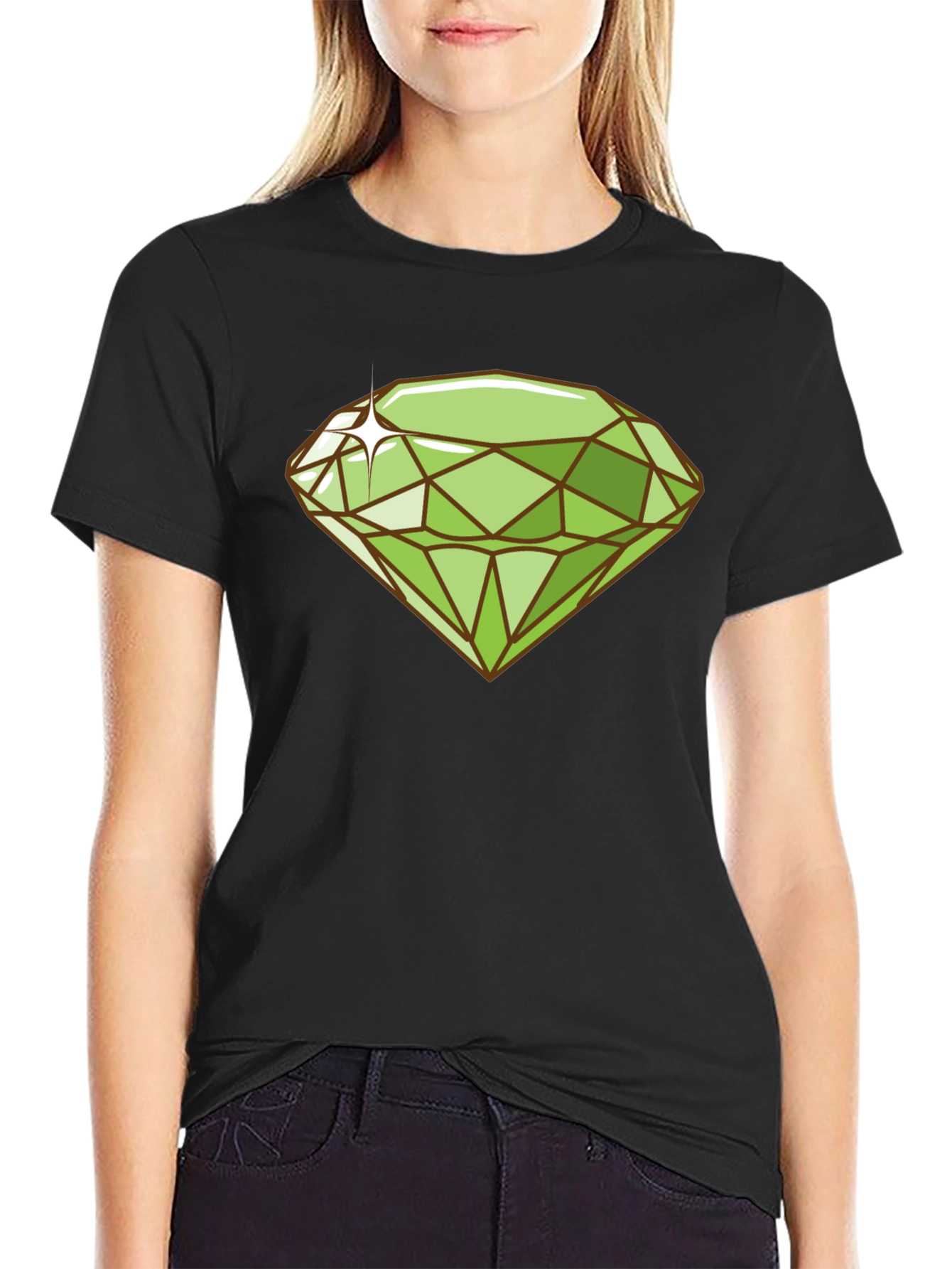 Black Emerald Gemstone Graphic Tee - Trendy Style view 2