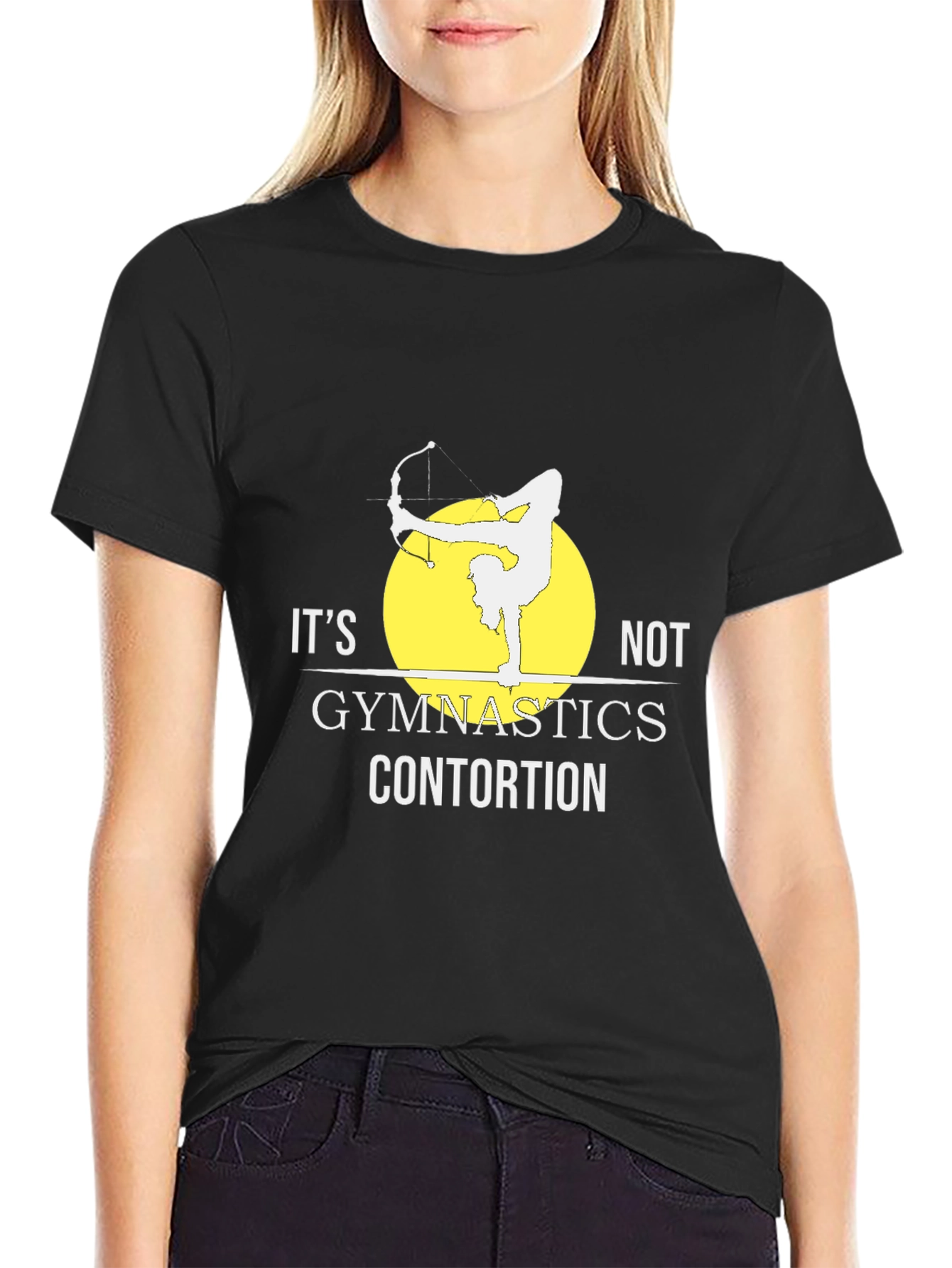 Black Funny Gymnastics Contortion T-Shirt for Athletic Training view 2