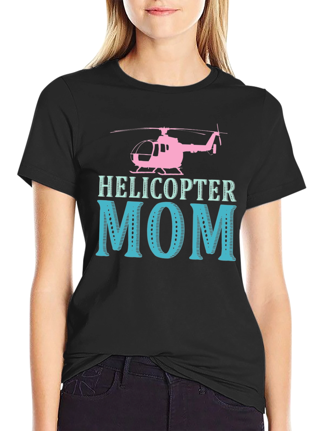 Black Helicopter Mom Graphic Tee - Unique Design view 2