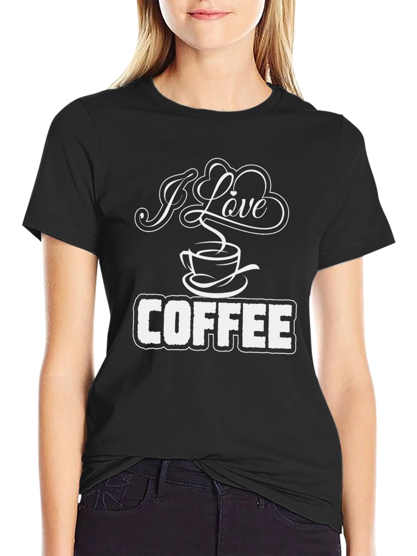 Black I Love Coffee T-Shirt - Black Graphic Tee view 2
