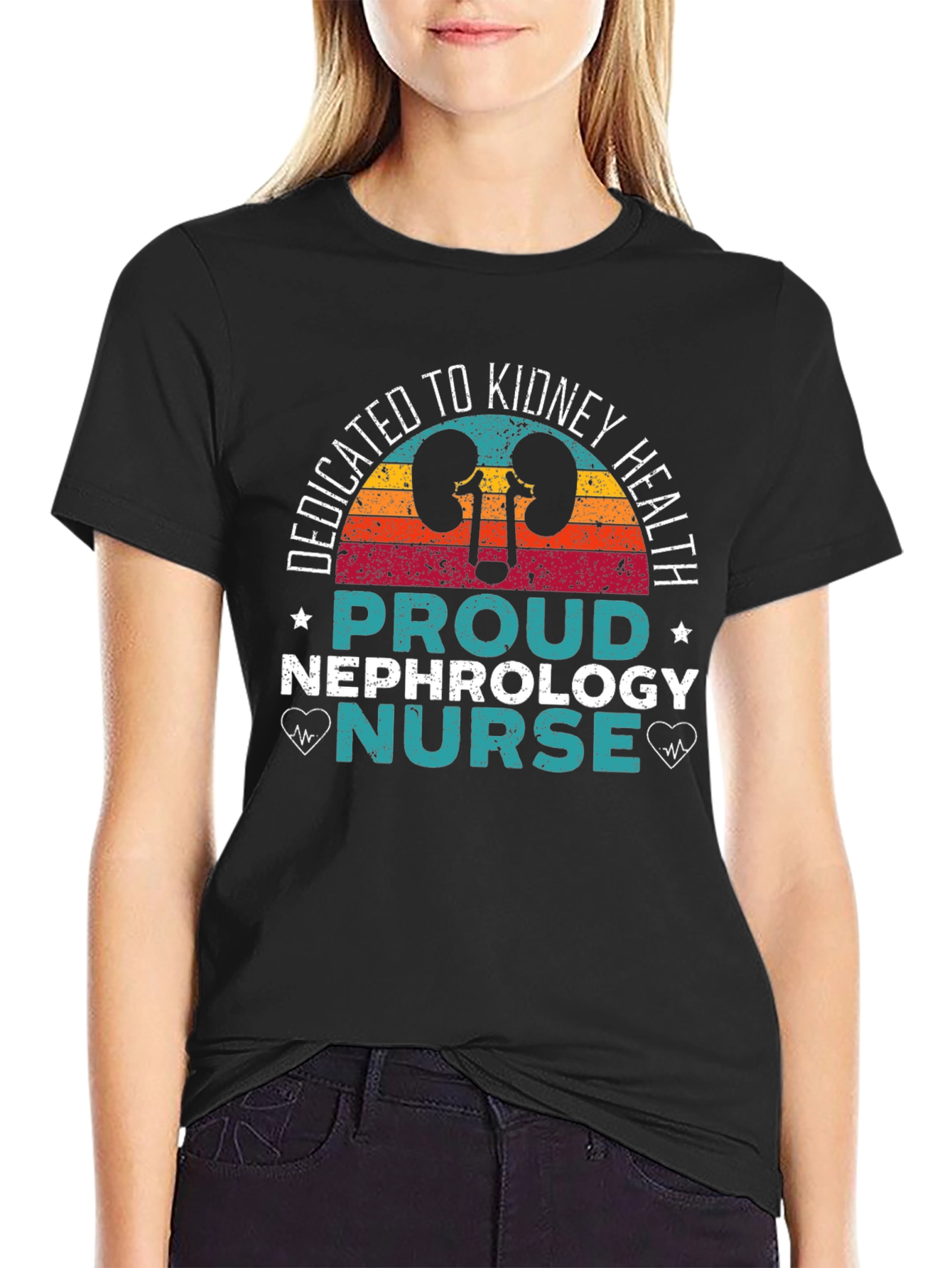 Black Dedicated Kidney Health Nephrology Nurse T-Shirt view 2