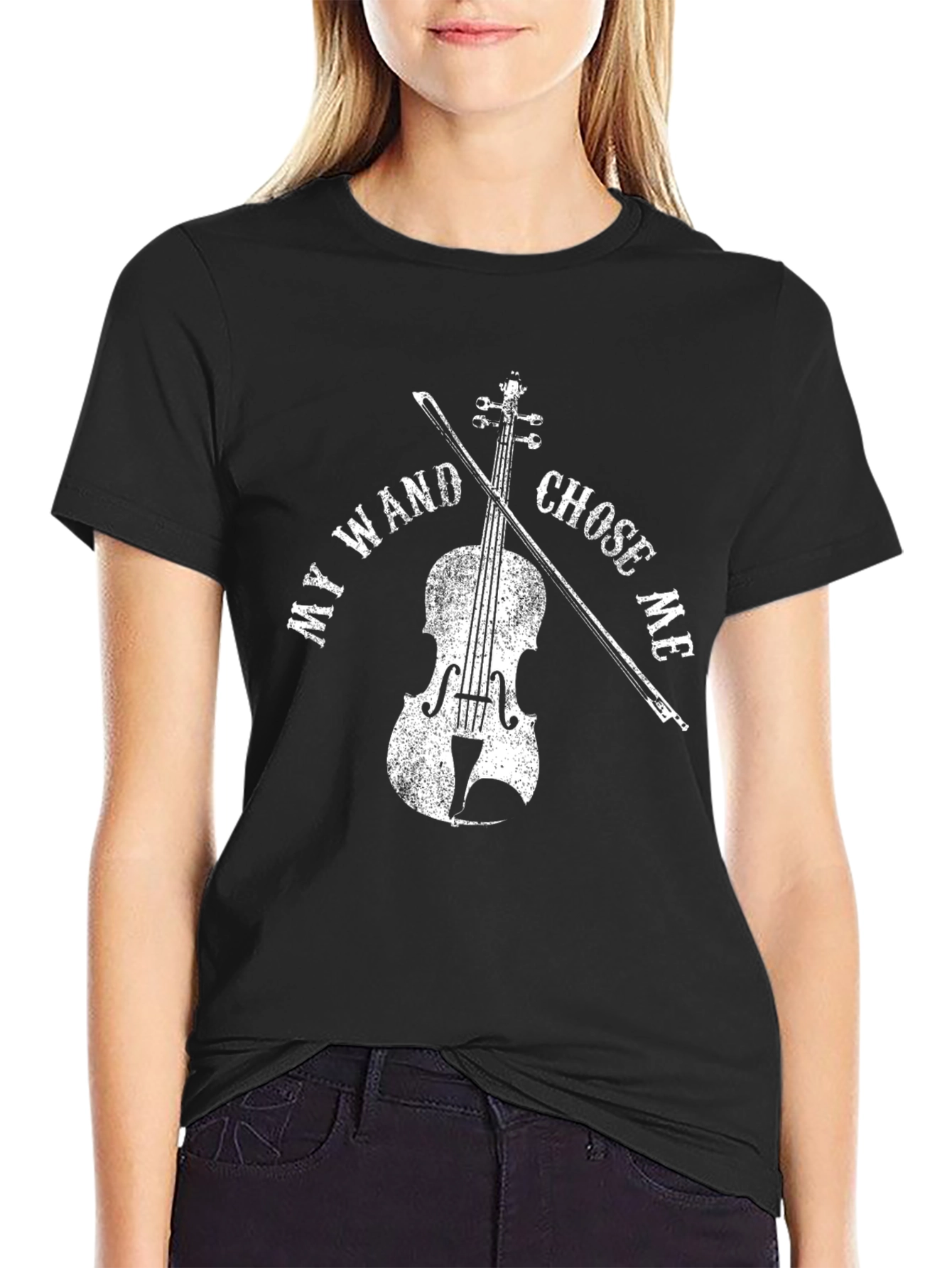 Black My Wand Chose Me Violin T-Shirt view 2