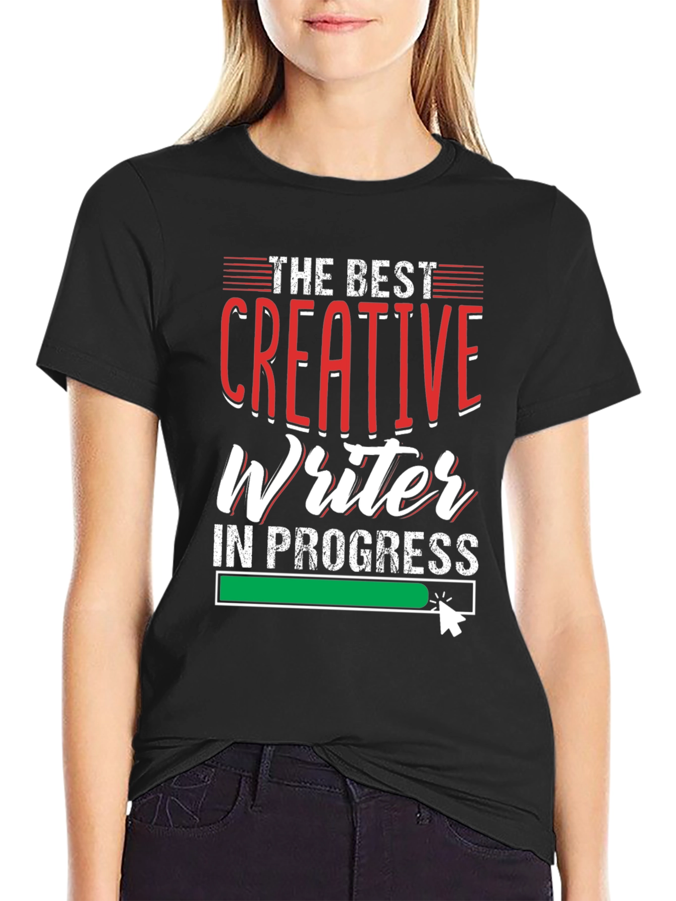Black Creative Writer In Progress Black T-Shirt view 2