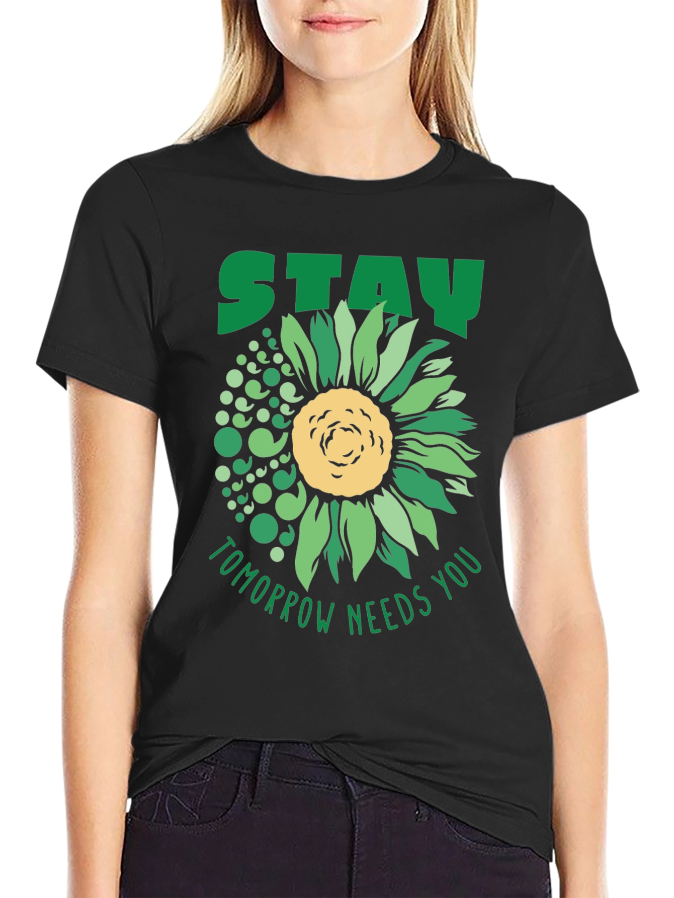 Black Stay Tomorrow Needs You Sunflower T-Shirt view 2