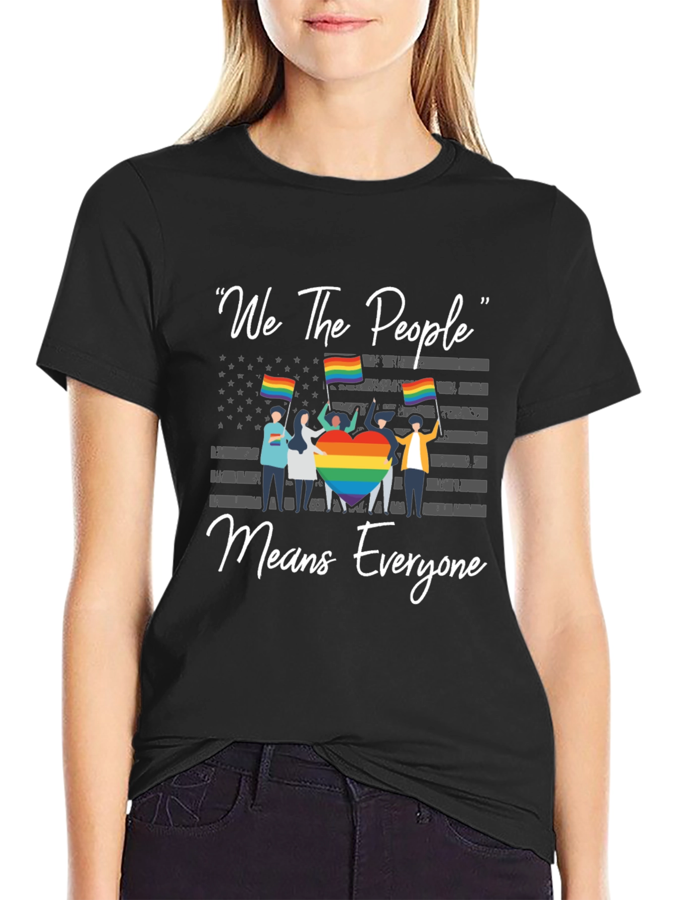 Black We The People Means Everyone T-Shirt view 2