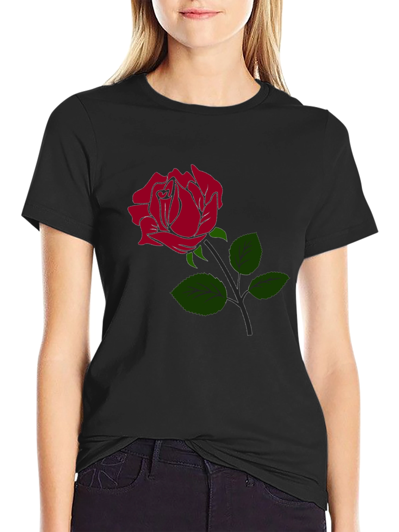 Black Rose Graphic Black T-Shirt view 2
