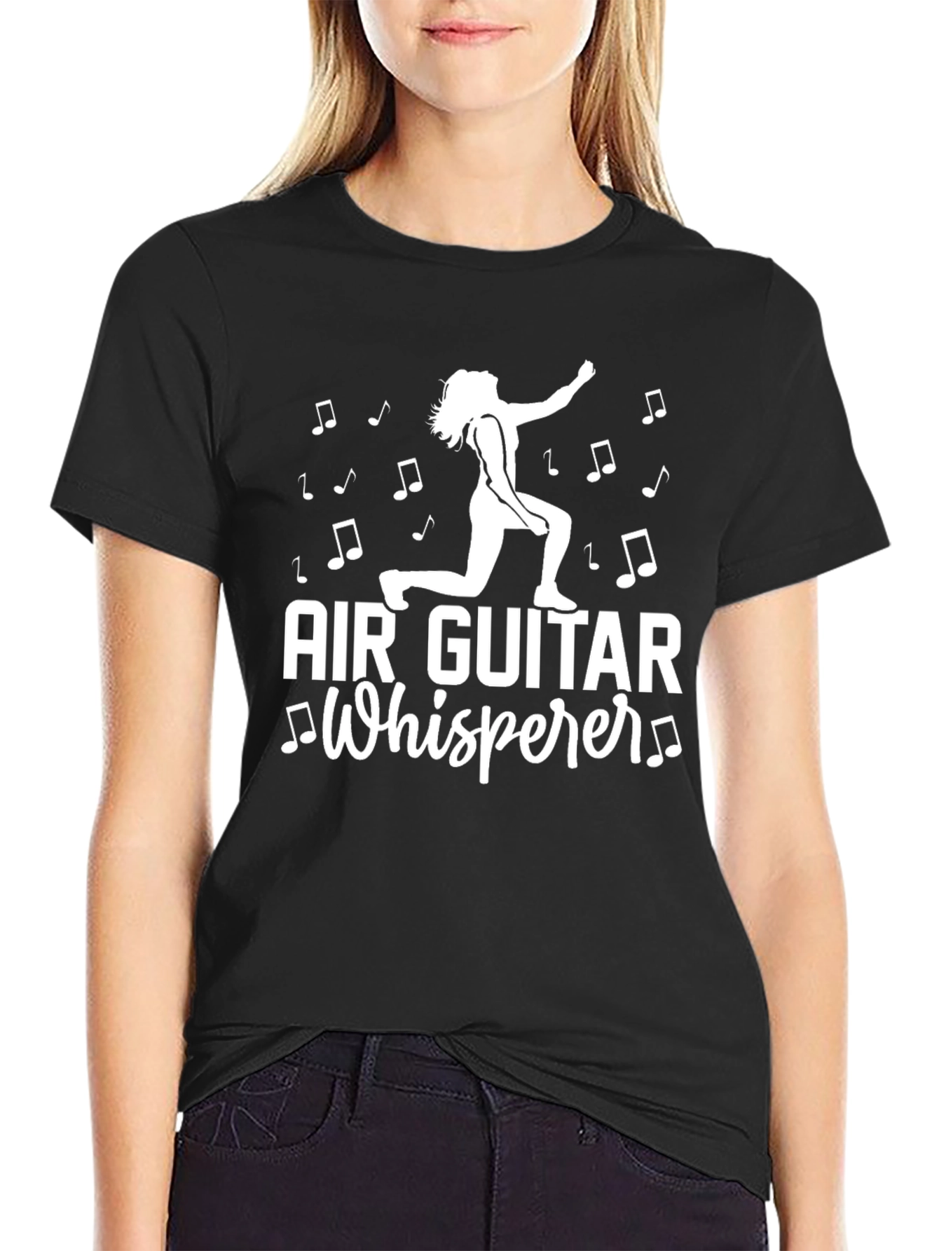 Black Air Guitar Whisperer Graphic Tee - Black Cotton view 2