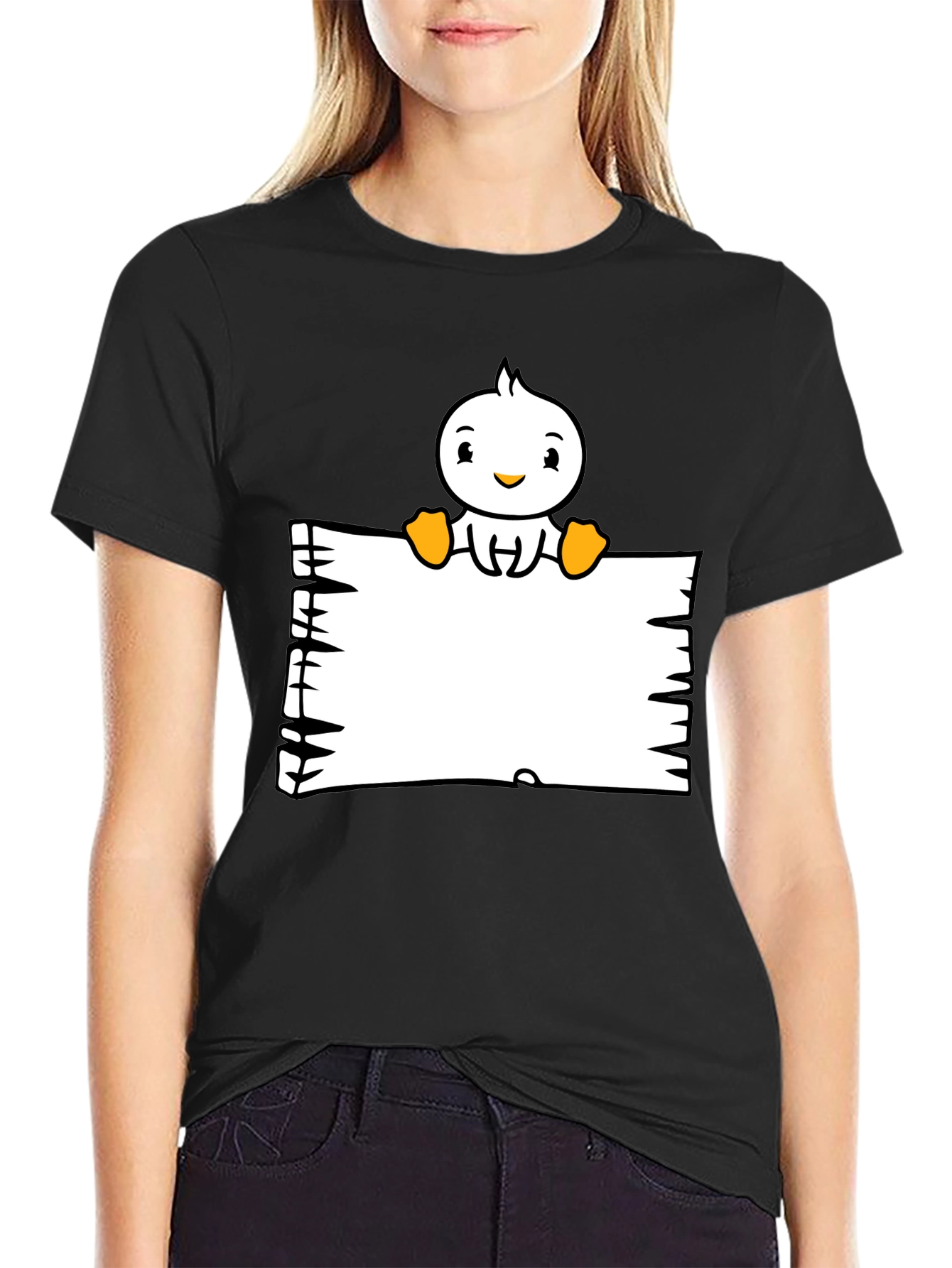 Black Duck Cartoon Graphic Black T-Shirt view 2
