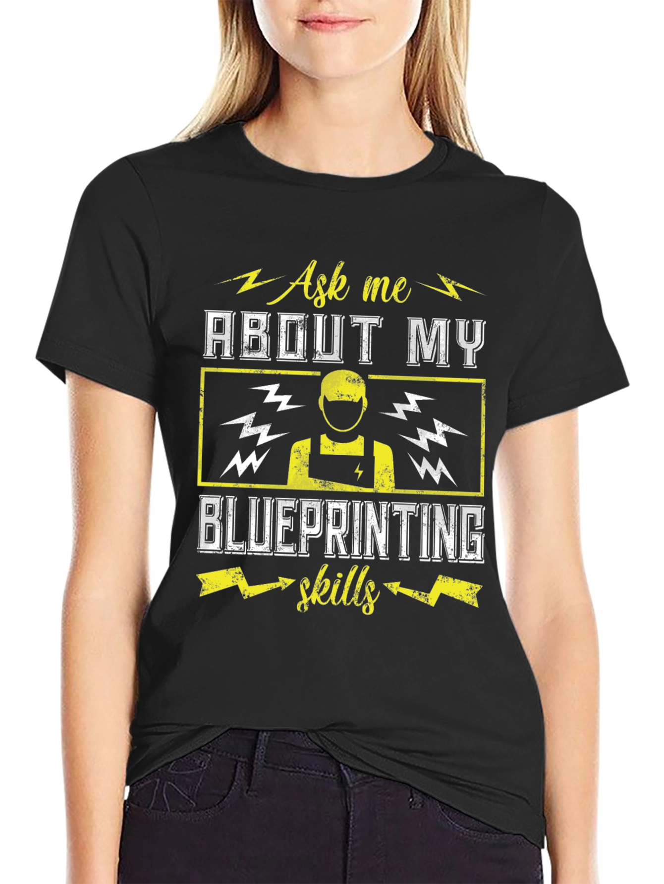 Black Blueprint Skills T-Shirt - Ask Me About My Skills Tee view 2