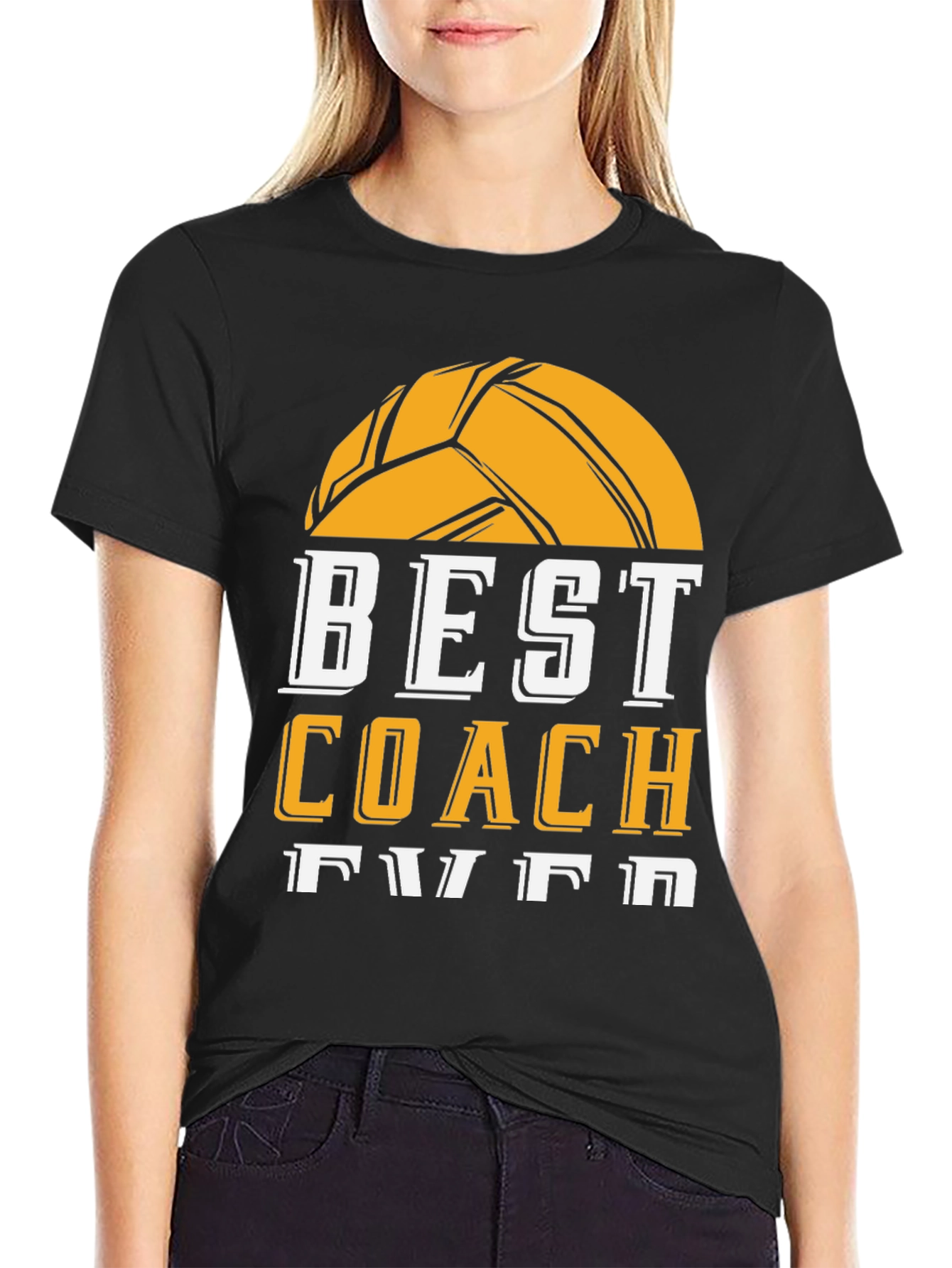 Black Best Coach Ever Volleyball Graphic Tee view 2