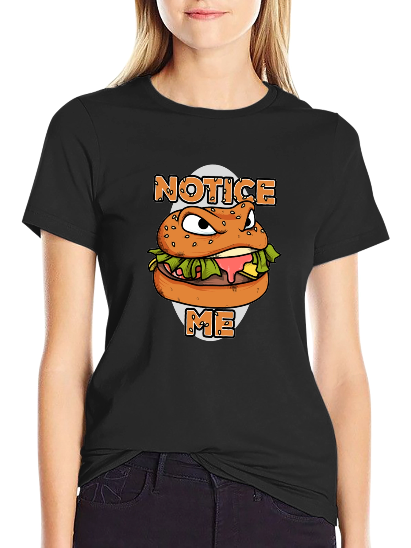 Black Notice Me Burger Graphic T-Shirt view 2
