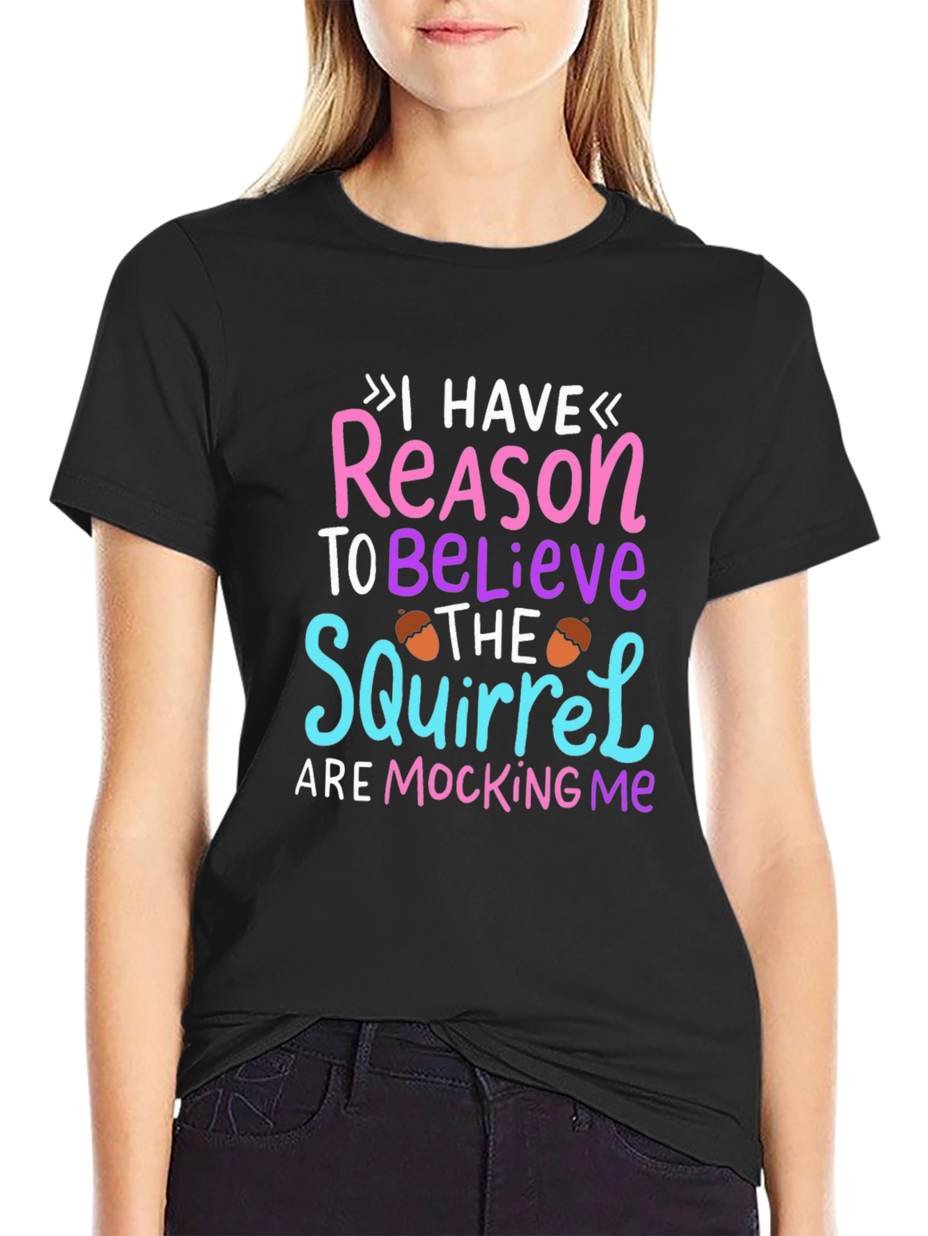 Black Squirrel Mocking Me Graphic Tee - Funny Novelty T-Shirt view 2
