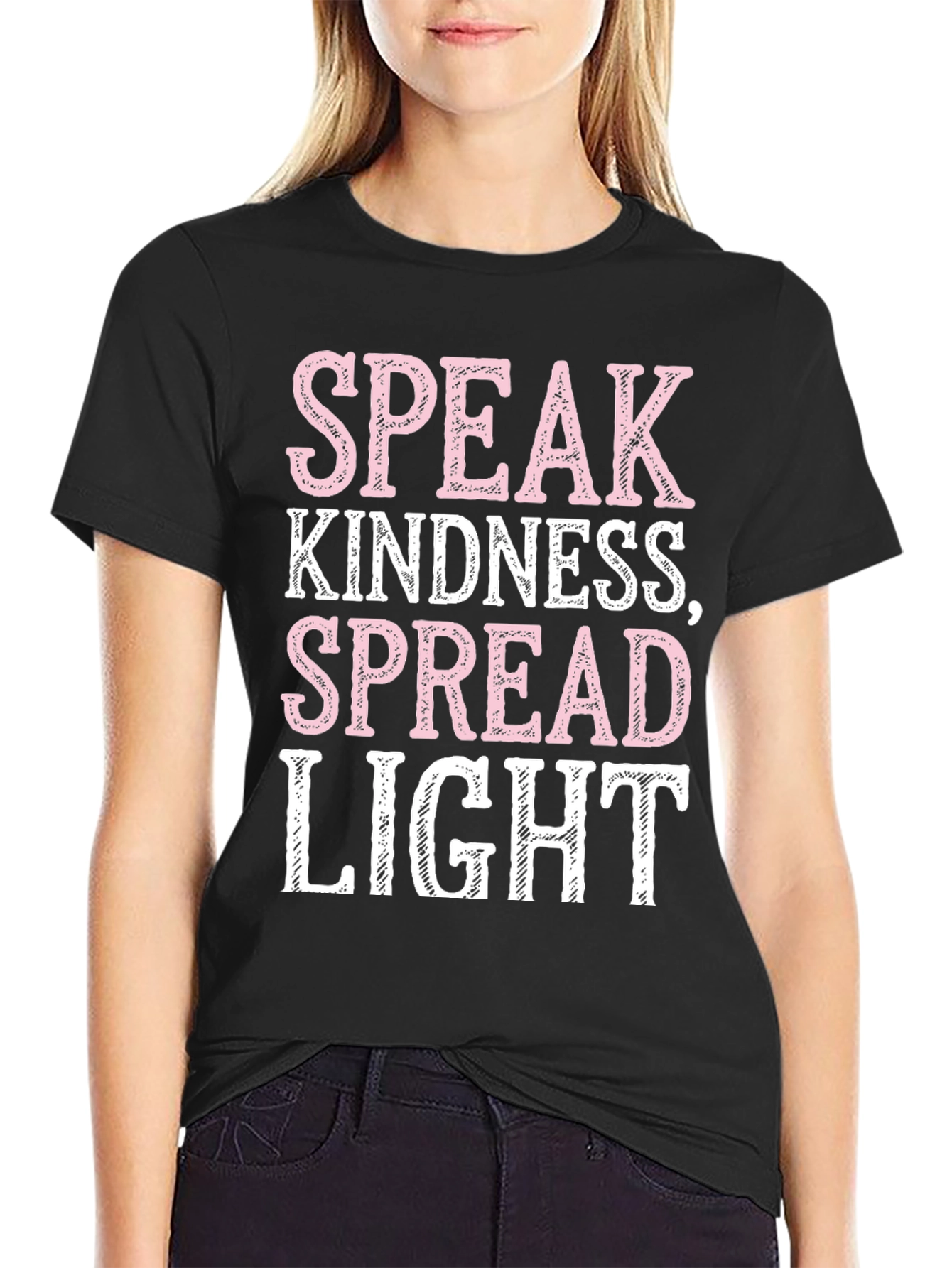 Black Speak Kindness Graphic Tee - Spread Light Positive Vibes T-Shirt view 2
