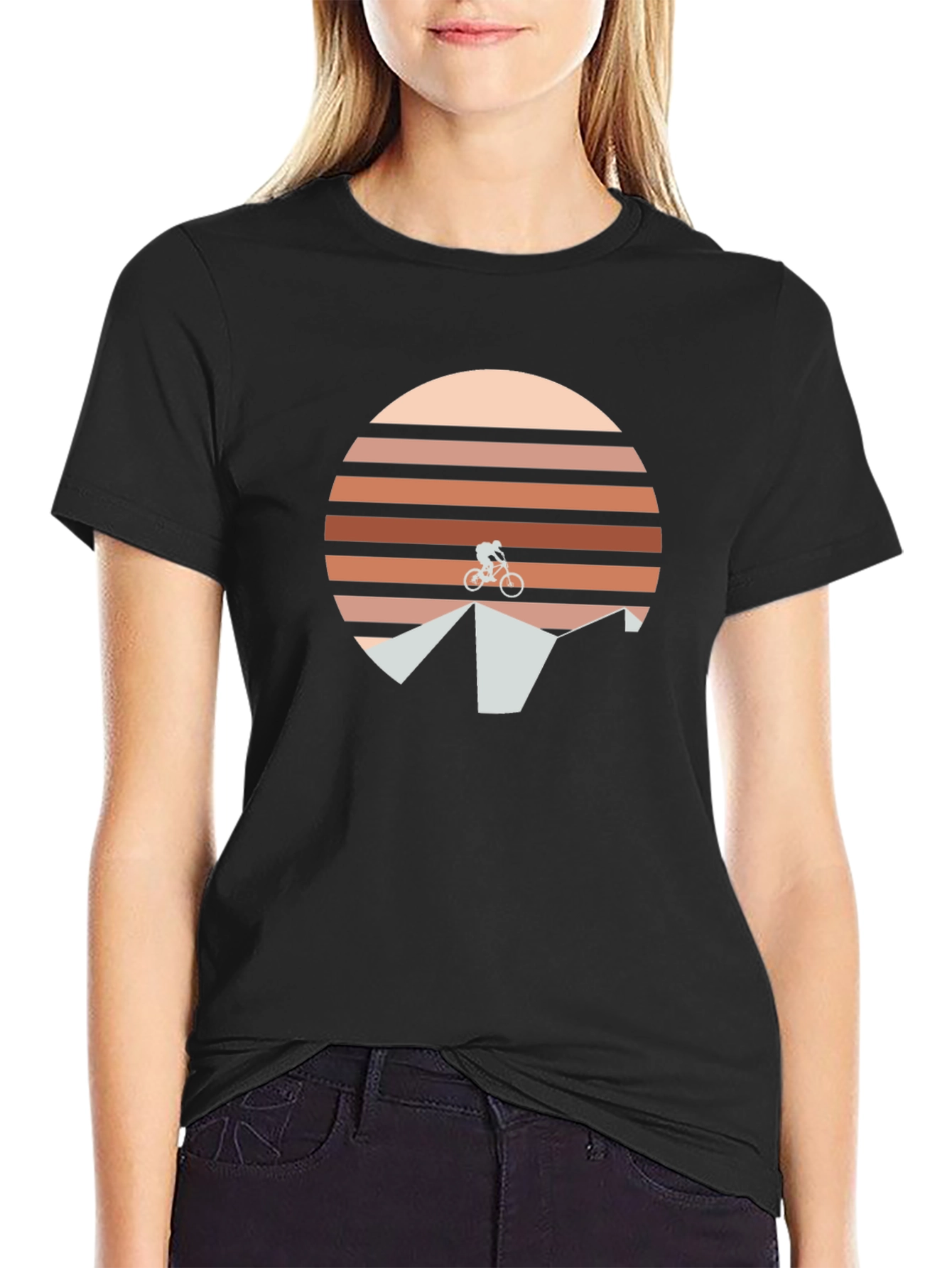 Black Mountain Bike Sunset Graphic Tee - Black view 2
