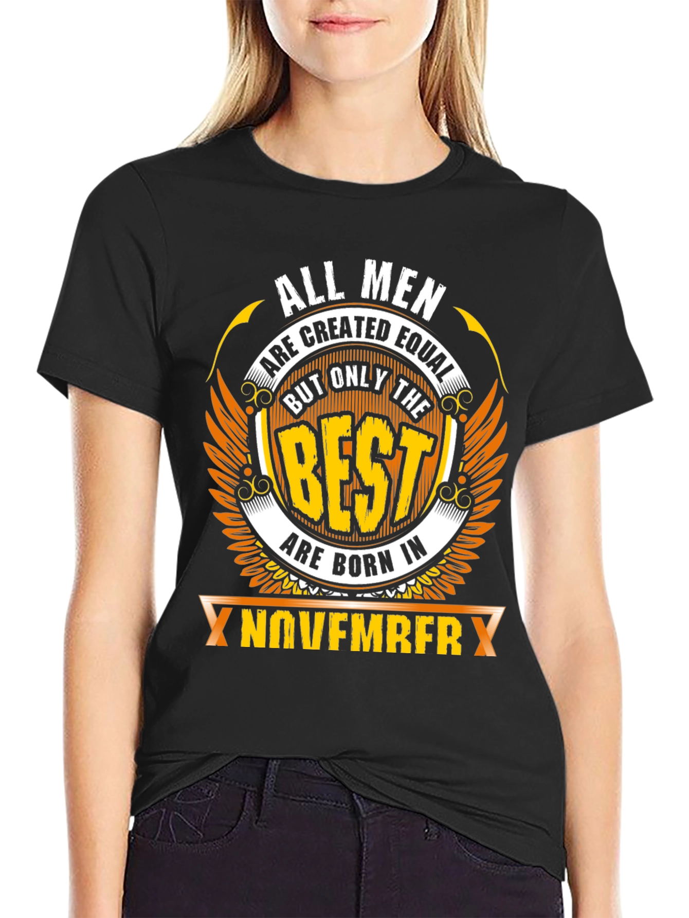 Black Best Men are Born in November T-Shirt view 2