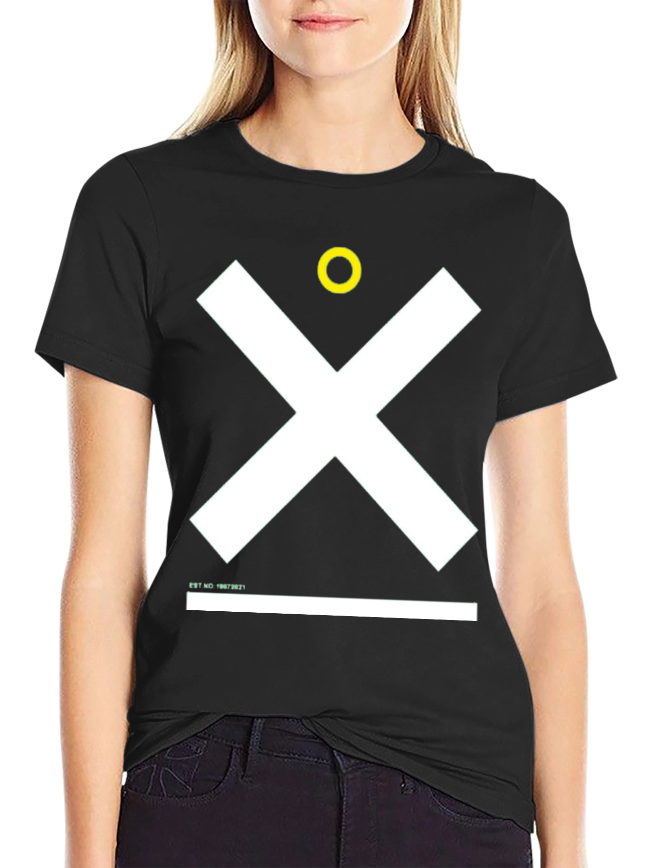 Black Abstract Graphic Tee - Modern Black T-Shirt view 2