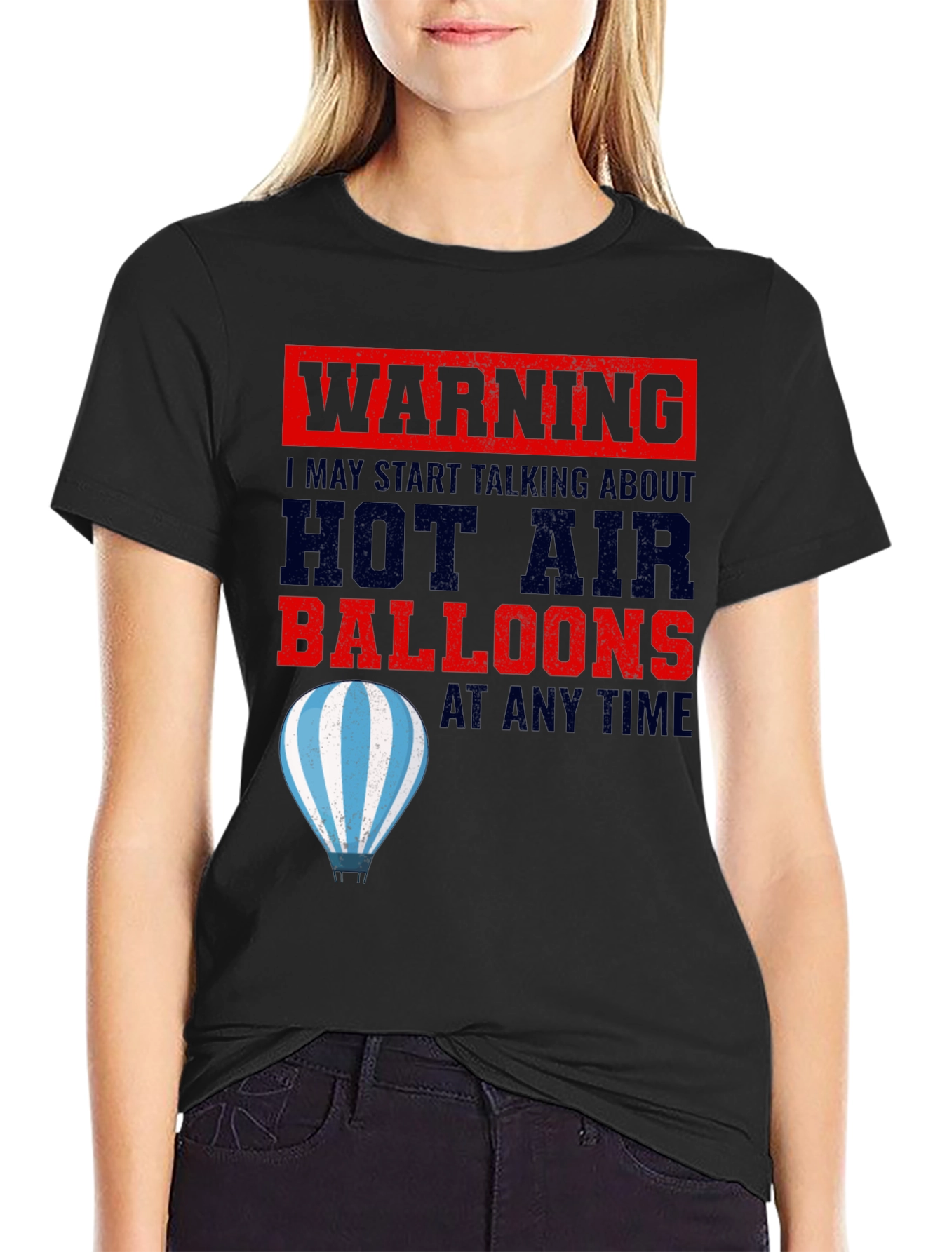 Black Warning Hot Air Balloons T-Shirt view 2