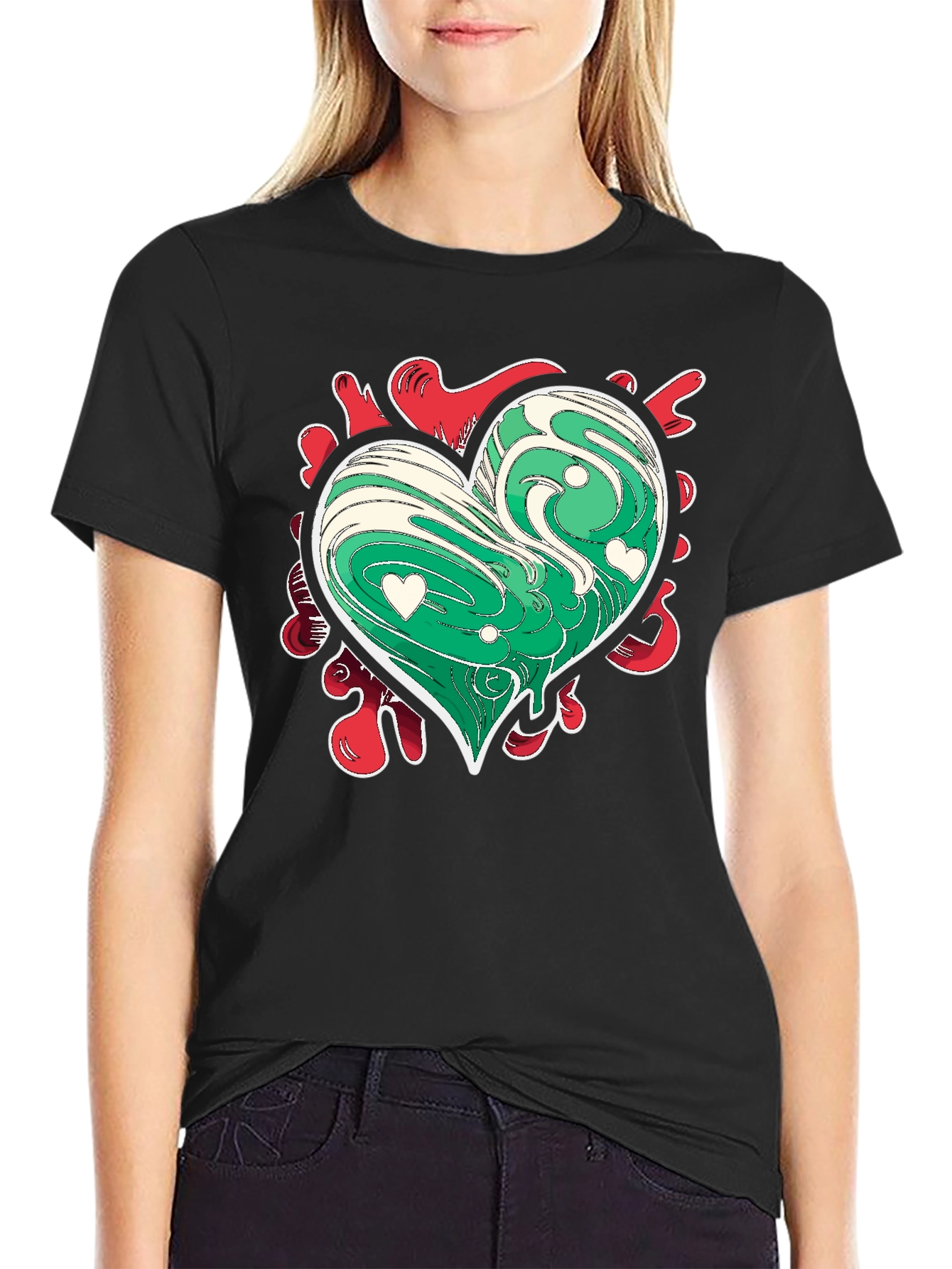 Black Heart Graphic Black T-Shirt view 2
