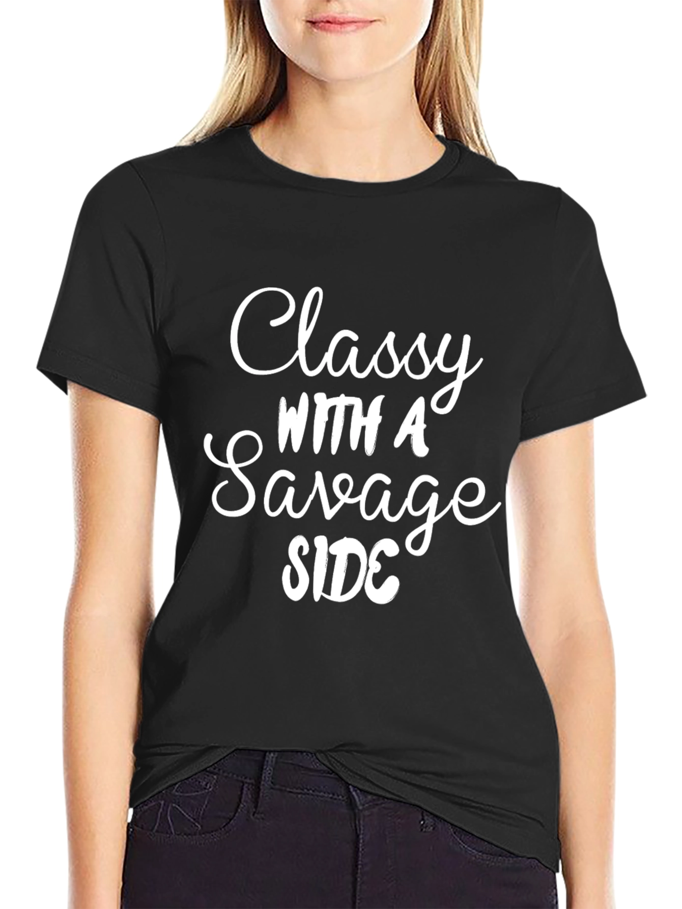 Black Classy With a Savage Side Black Graphic Tee view 2