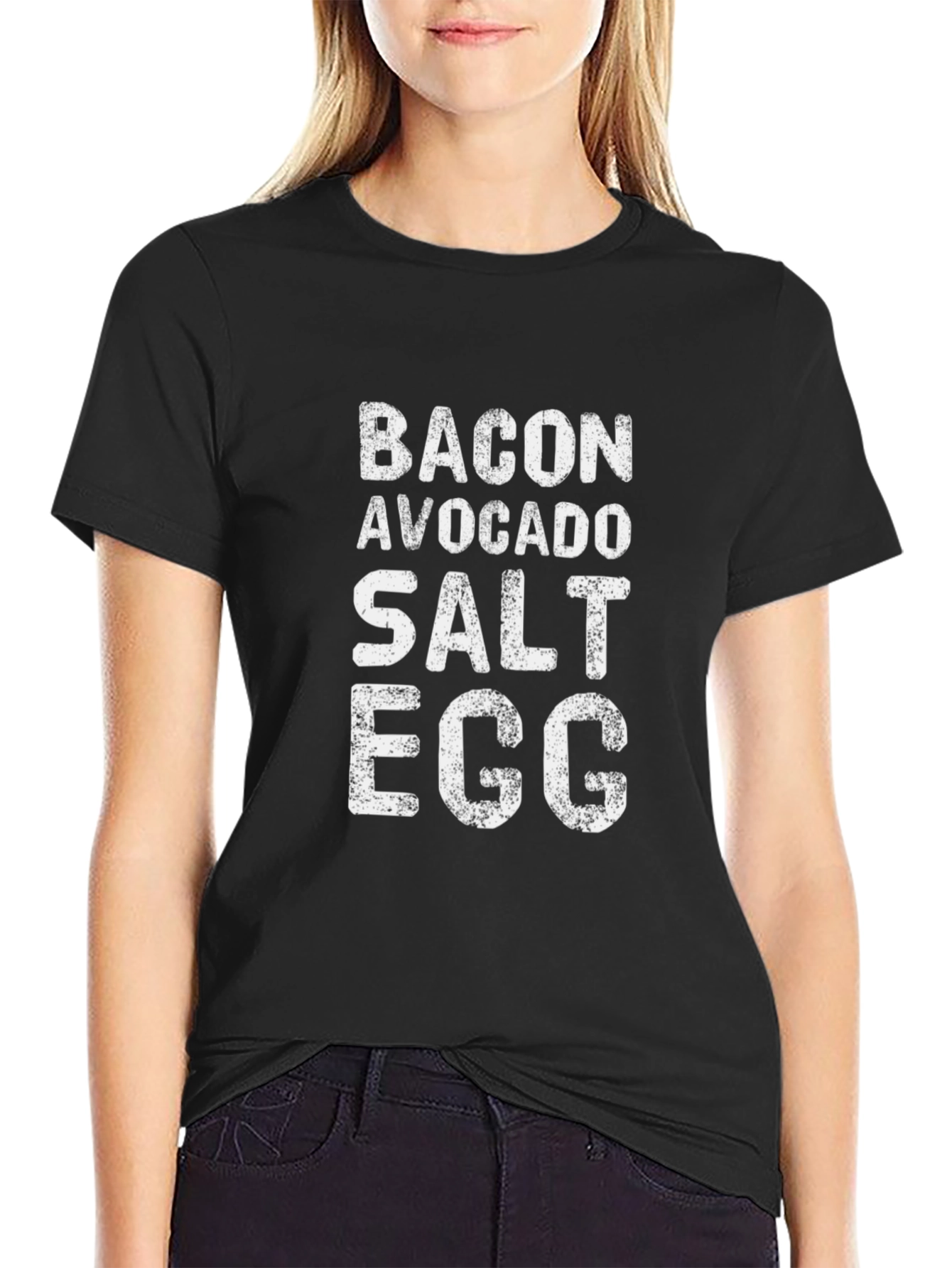 Black Bacon Avocado Salt Egg T-Shirt - Foodie Graphic Tee view 2