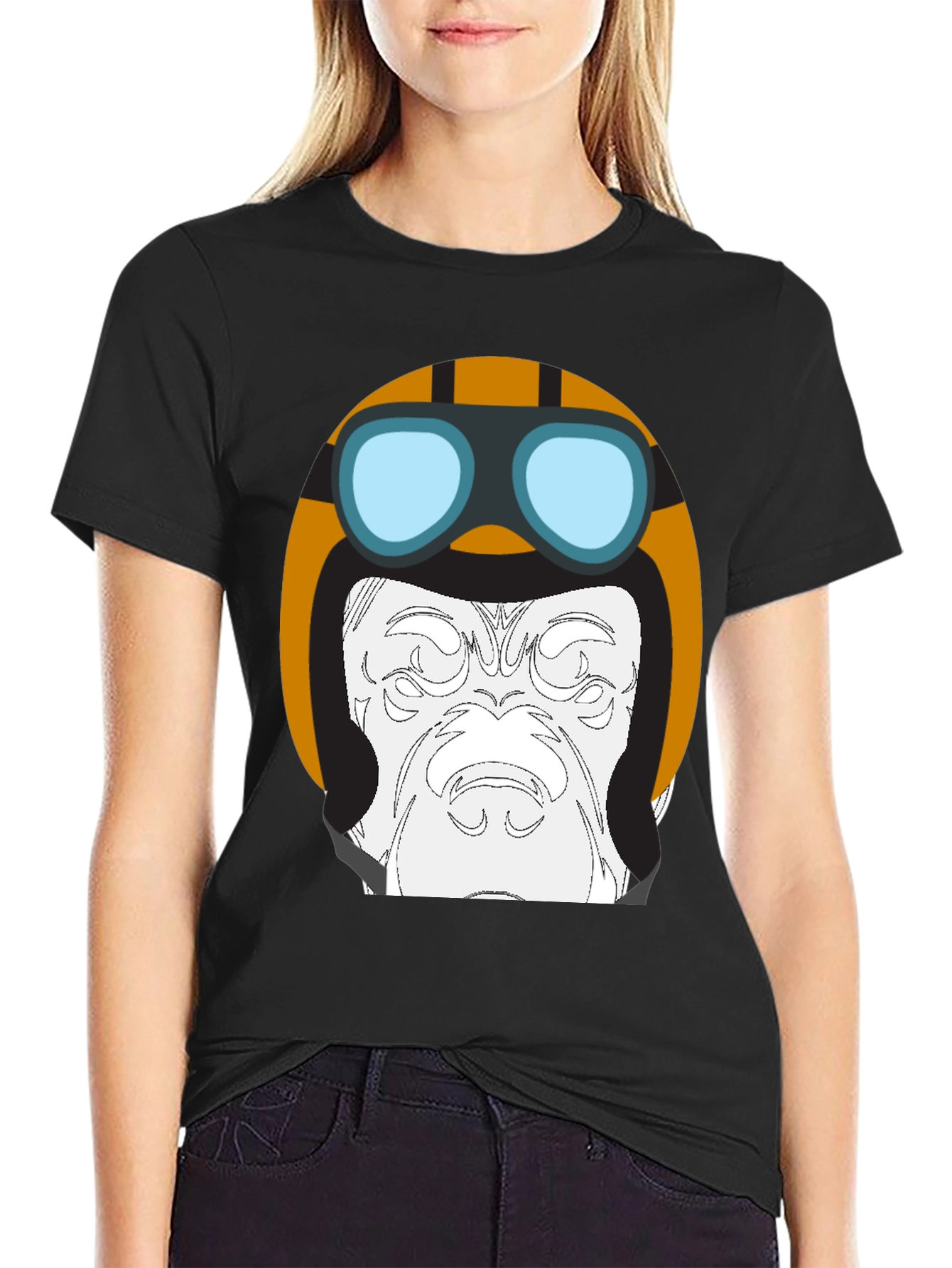 Black Cool Pilot Gorilla Graphic T-Shirt view 2