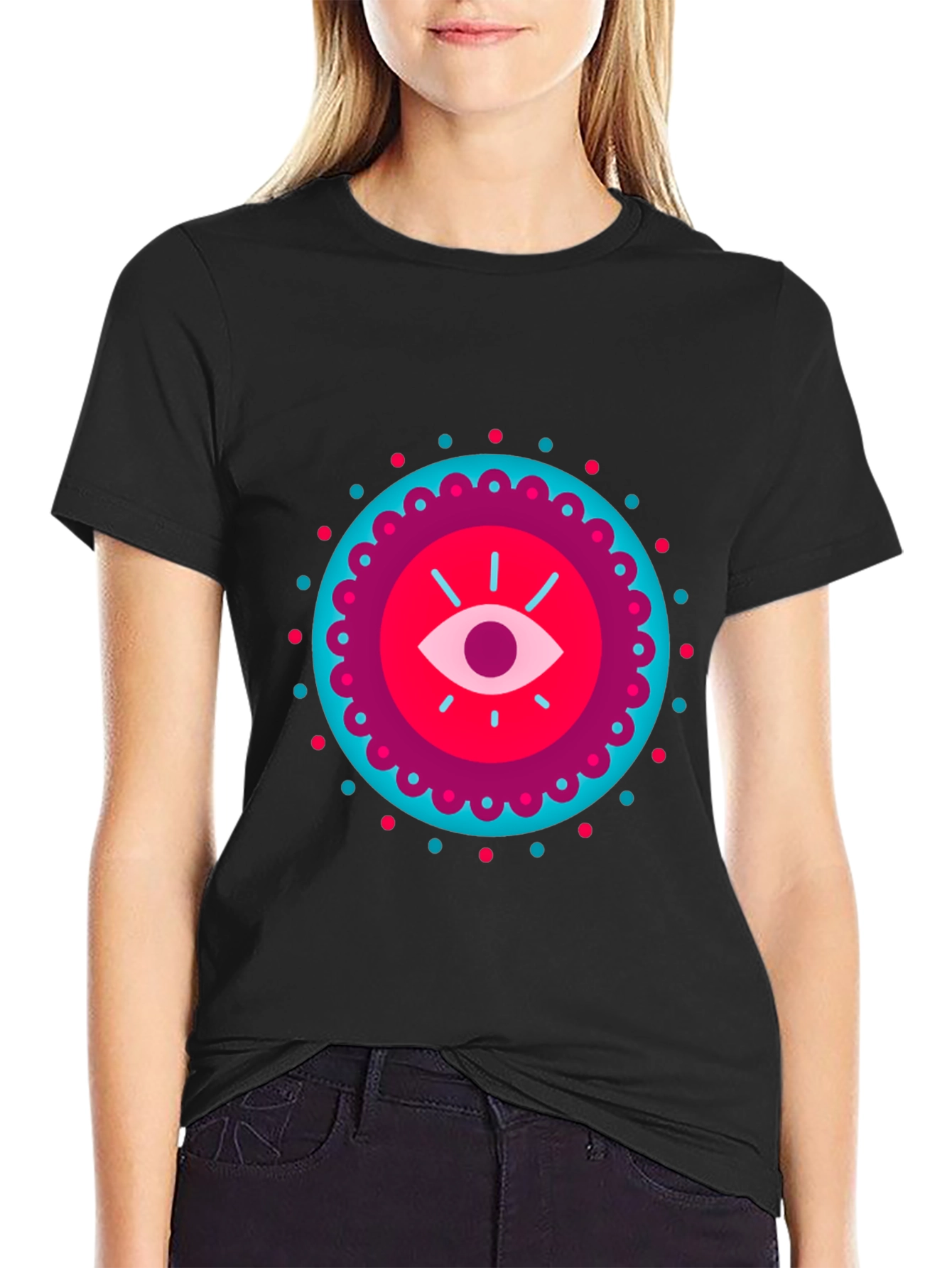 Black Mystic Eye Graphic Black T-Shirt view 2
