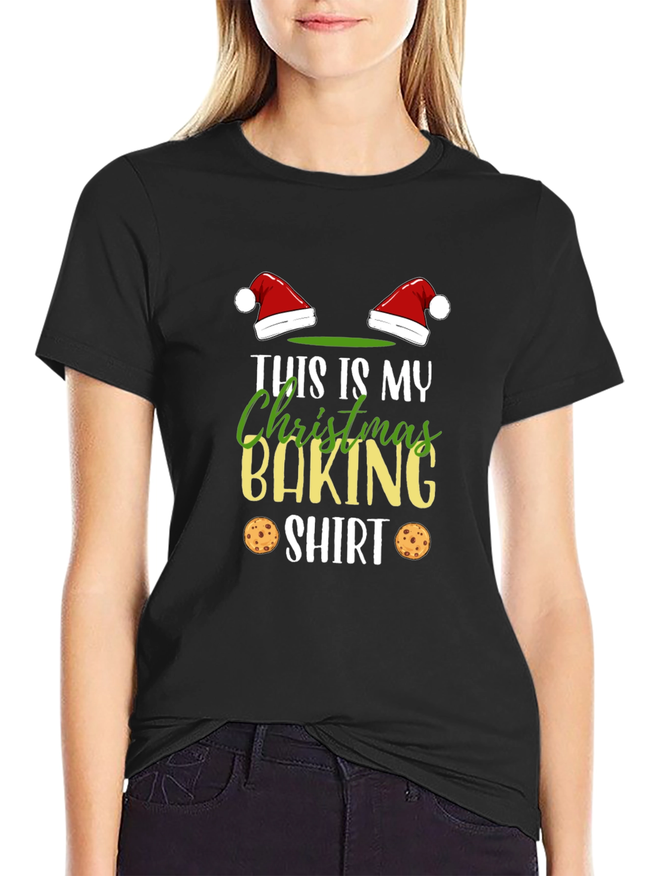 Black Christmas Baking Shirt - Festive Holiday Apparel view 2
