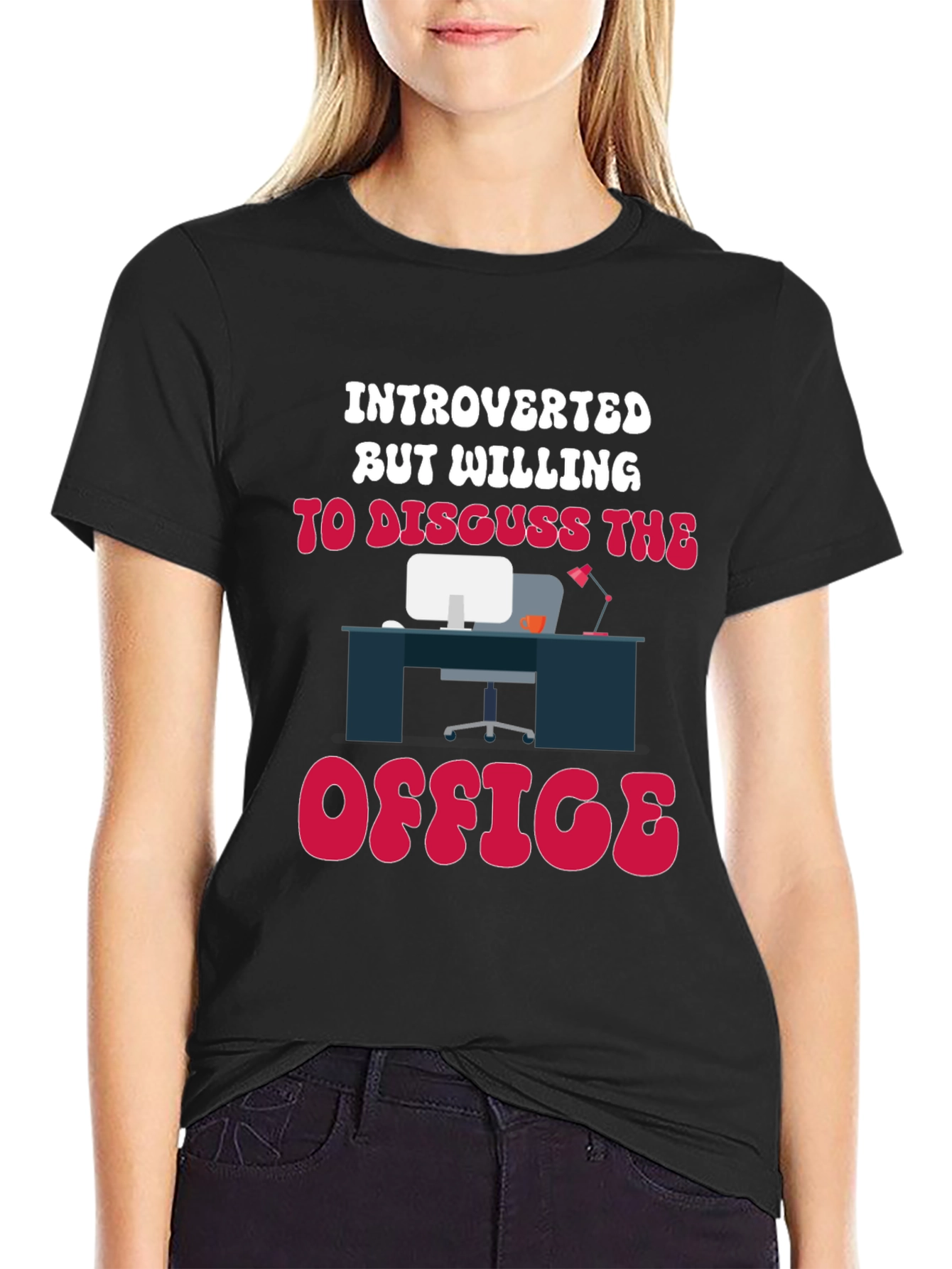 Black Introverted Office T-Shirt view 2