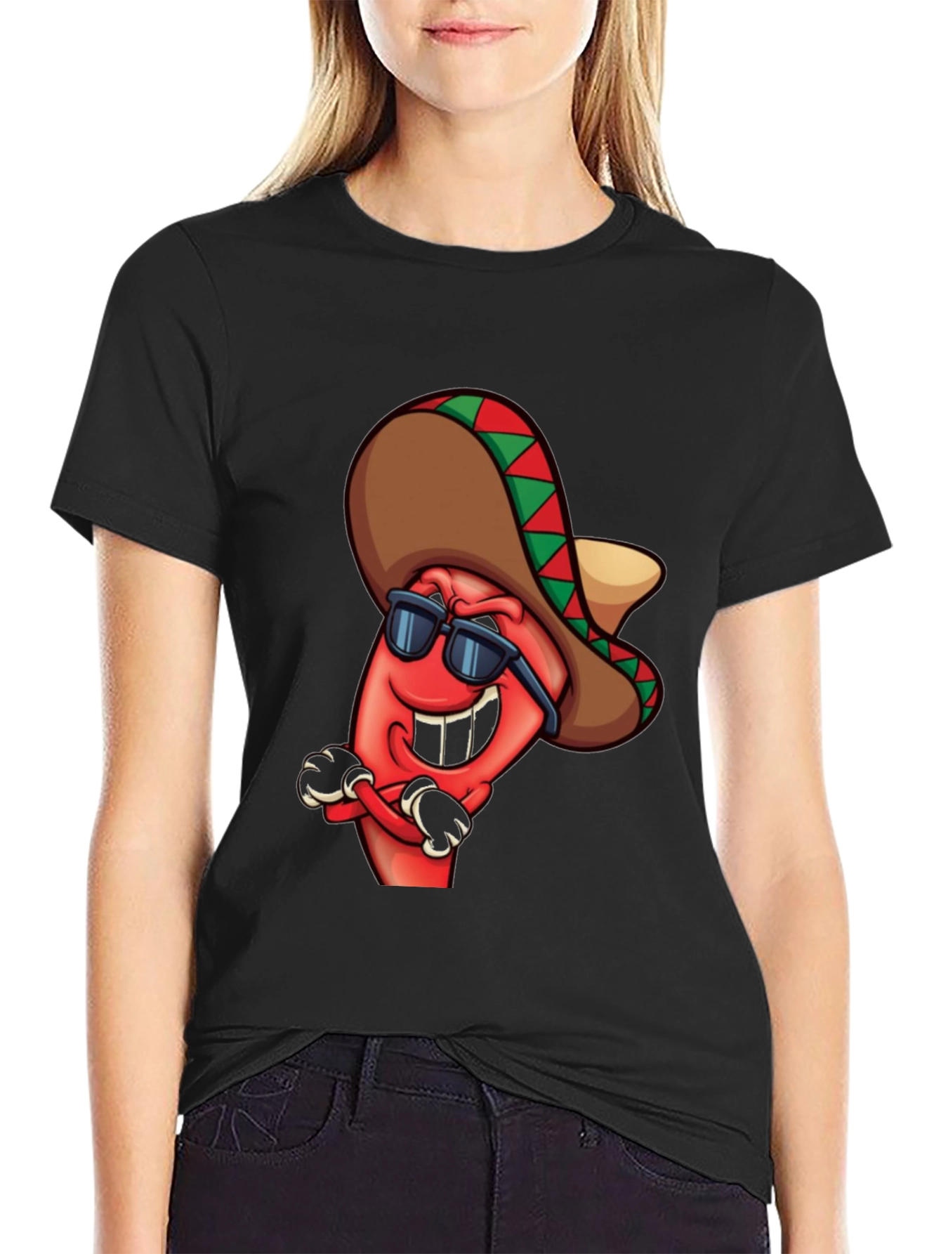 Black Cool Chili Pepper Graphic Tee view 2