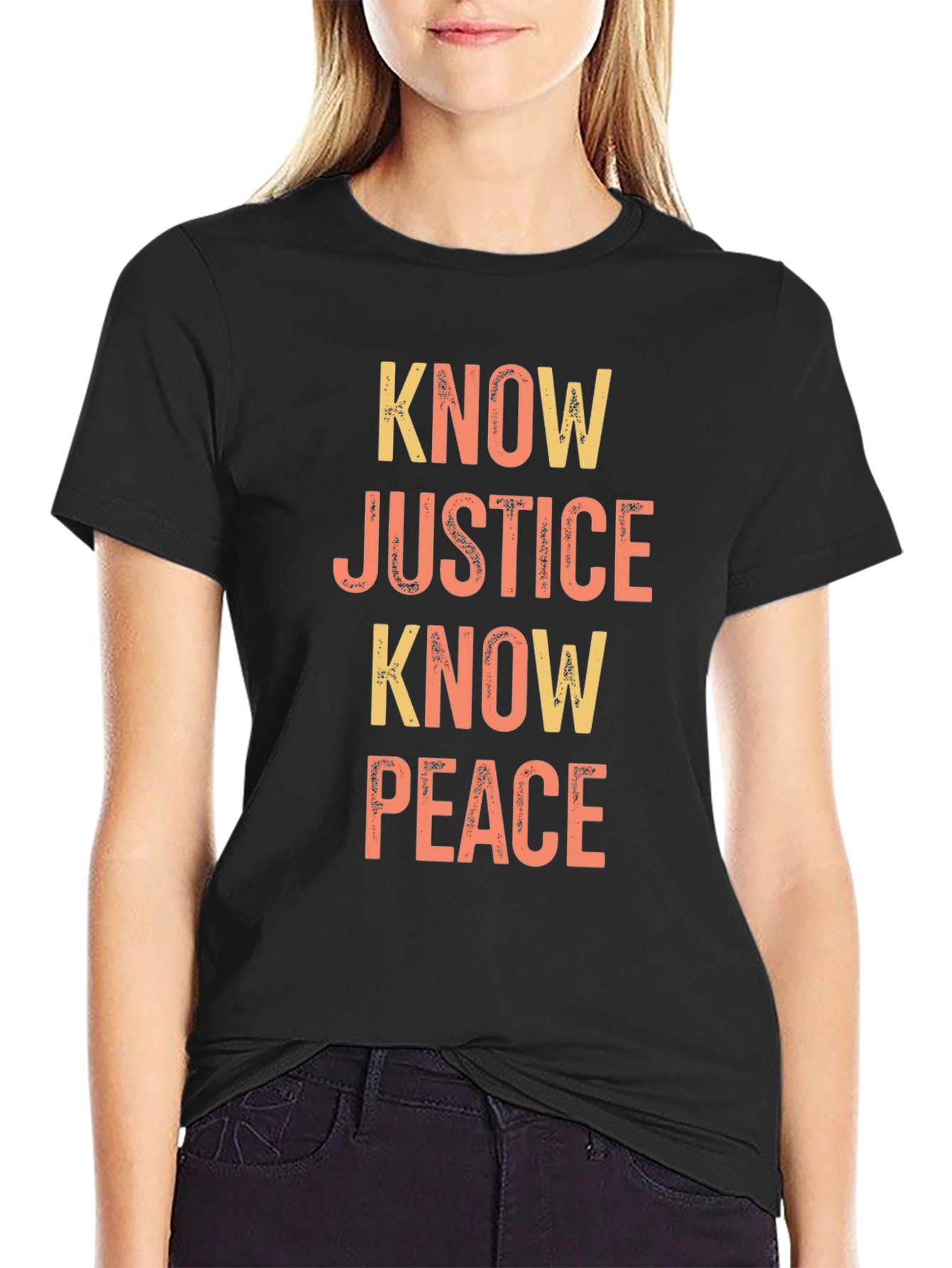 Black Know Justice Know Peace Graphic T-Shirt view 2