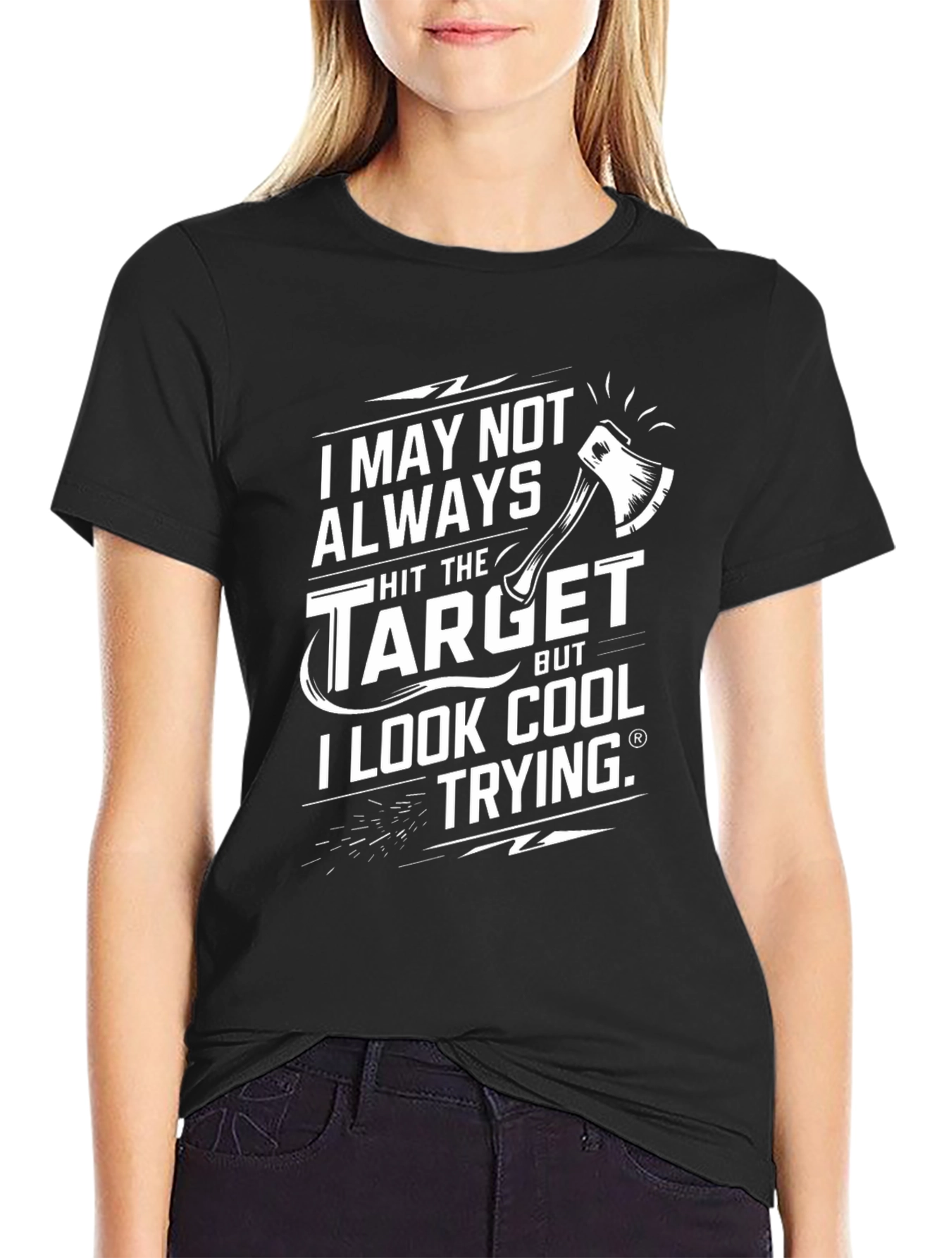 Black Funny Axe Throwing T-Shirt: I May Not Always Hit the Target view 2