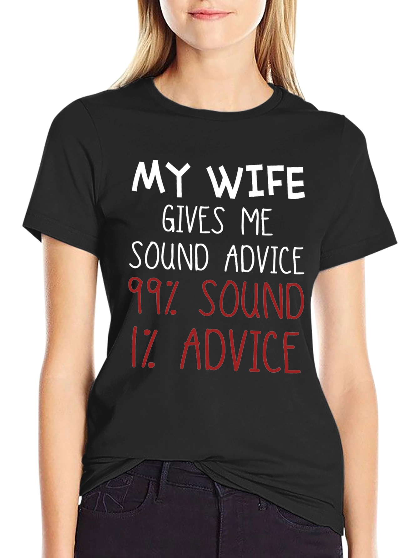 Black Humorous 'My Wife' Advice Graphic T-Shirt view 2