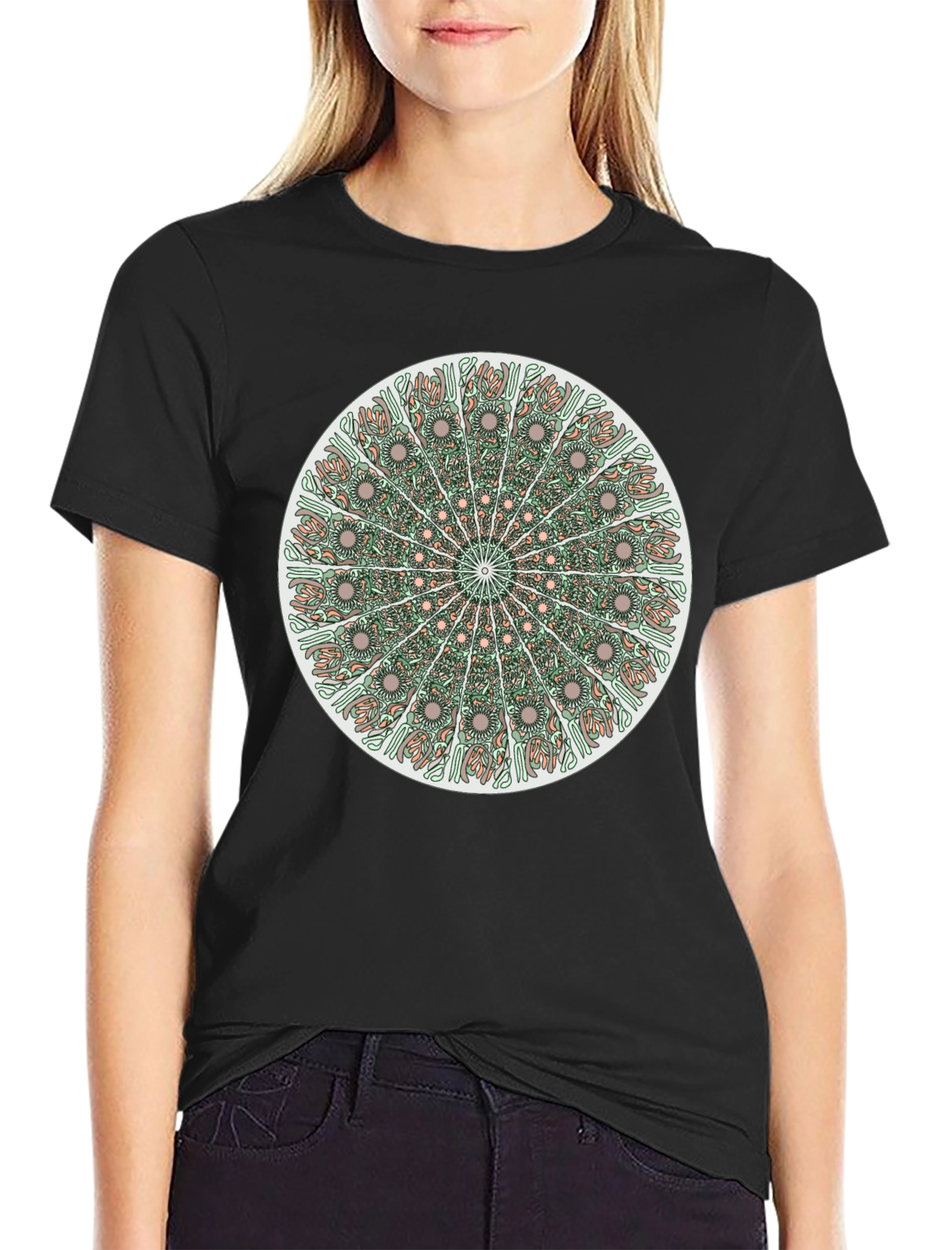 Black Mandala Graphic Print T-Shirt view 2